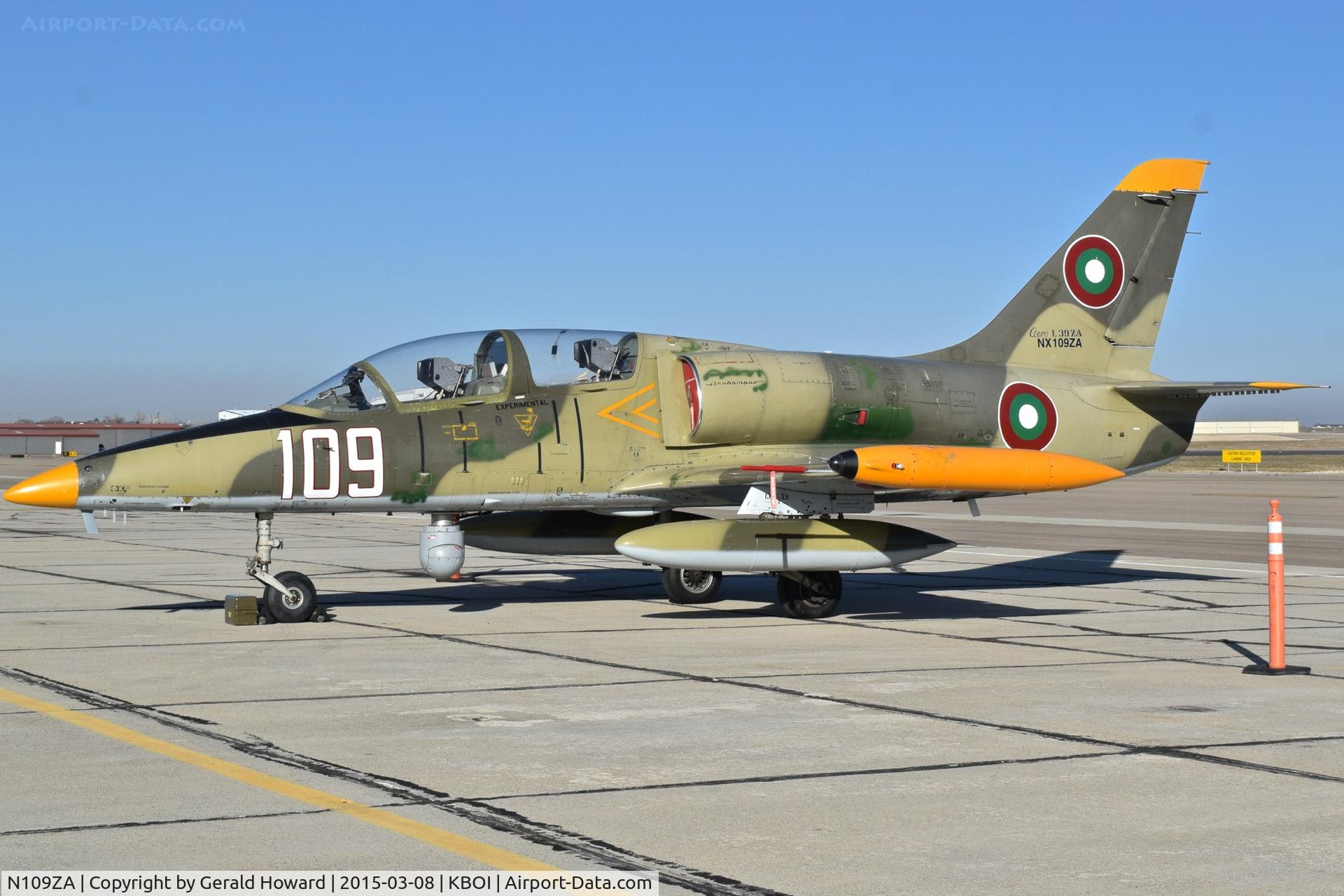N109ZA, 1987 Aero L-39ZA Albatros C/N 734109, Parked on south GA ramp. Some type of tracking pod on belly.