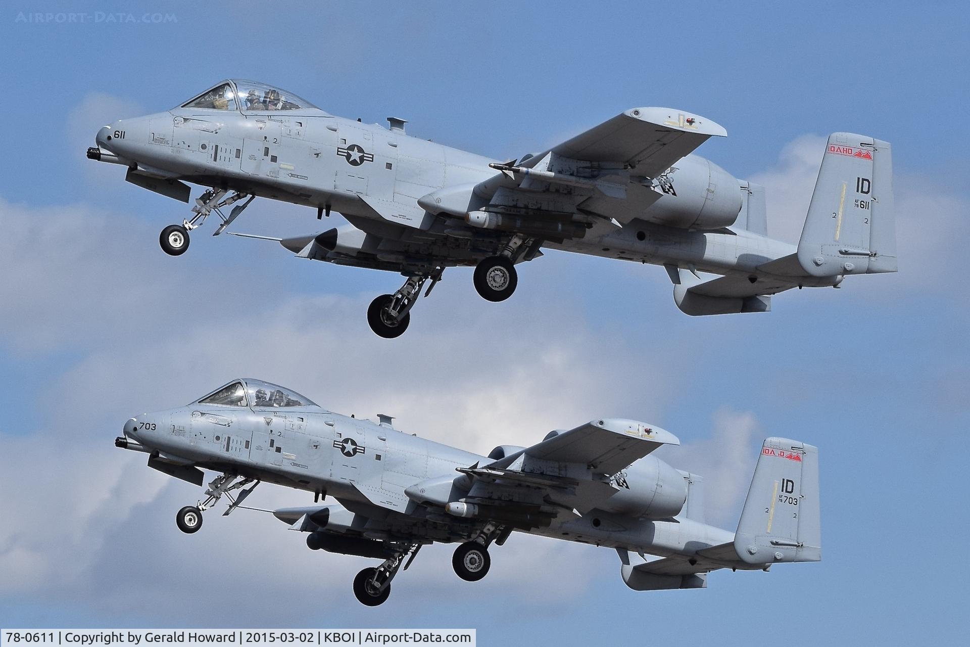 78-0611, 1978 Fairchild Republic A-10C Thunderbolt II C/N A10-0231, Take off from RWY 28L along with 78-0703. 190th Fighter Sq., Idaho ANG.