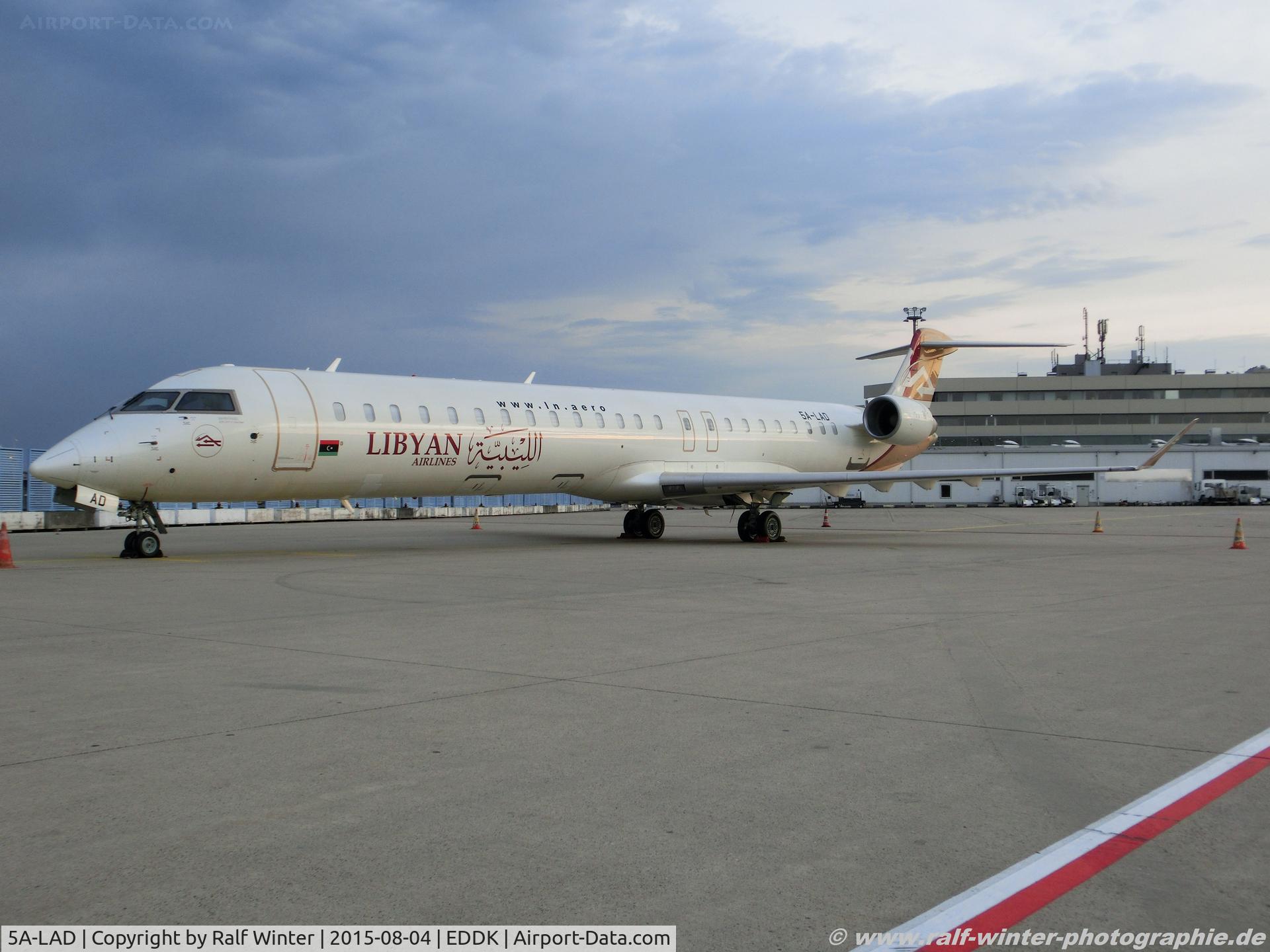 5A-LAD, 2008 Bombardier CRJ-900ER (CL-600-2D24) C/N 15214, Bombardier CL-600-2D24 CRJ-900 - LN LAA Libyan Airlines - 15214 - 5A-LAD - 04.08.2015 - CGN