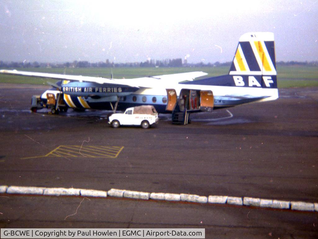 G-BCWE, 1962 Handley Page HPR-7 Herald 206 C/N 166, On the ramp at Southend Airport, C. 1976 / 77