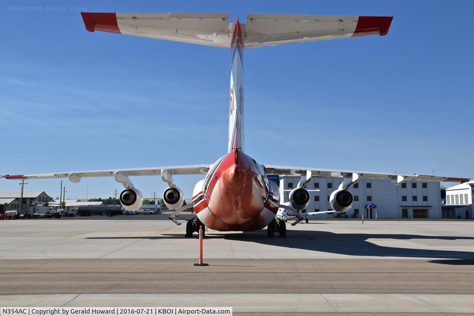 N354AC, 1994 British Aerospace Avro 146-RJ85 C/N E.2256, Rear view of Tanker 161.