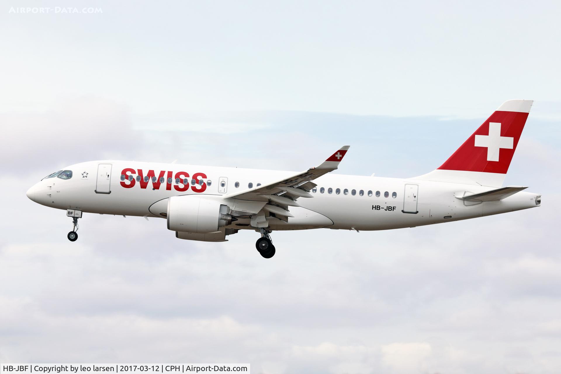 HB-JBF, 2017 Bombardier CSeries CS100 (BD-500-1A10) C/N 50015, Copenhagen 12.3.2017