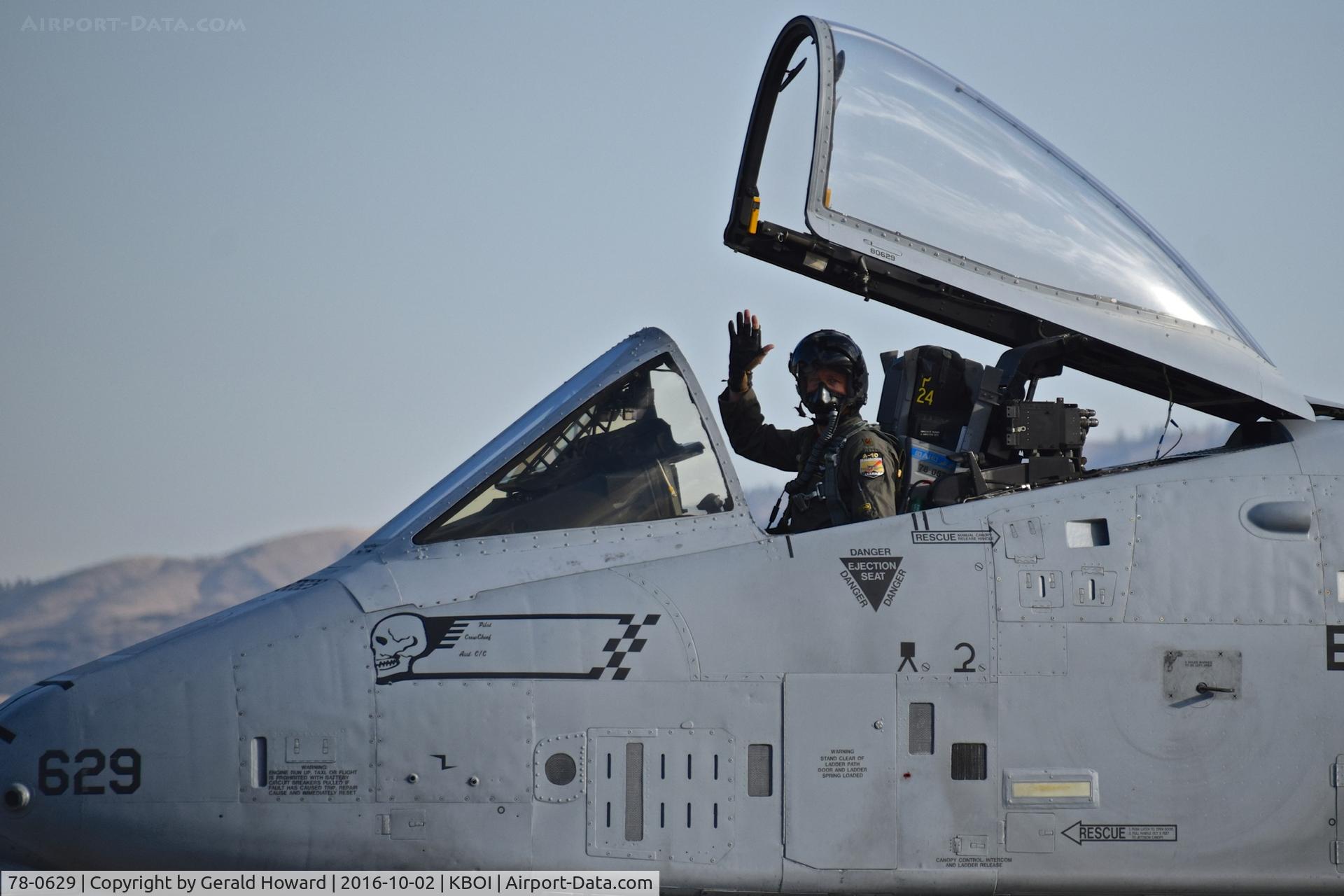 78-0629, 1978 Fairchild Republic A-10C Thunderbolt II C/N A10-0249, Taxiing on Bravo to west de arm pad.  190th fighter Sq., 124th Fighter Wing, Idaho ANG.