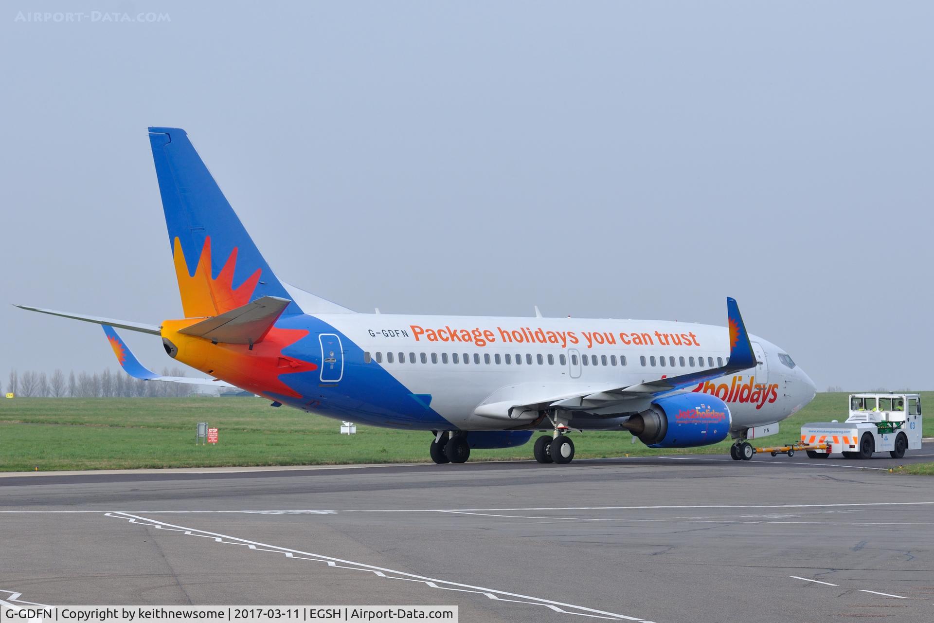 G-GDFN, 1998 Boeing 737-33V C/N 29332, Towed from engine runs.