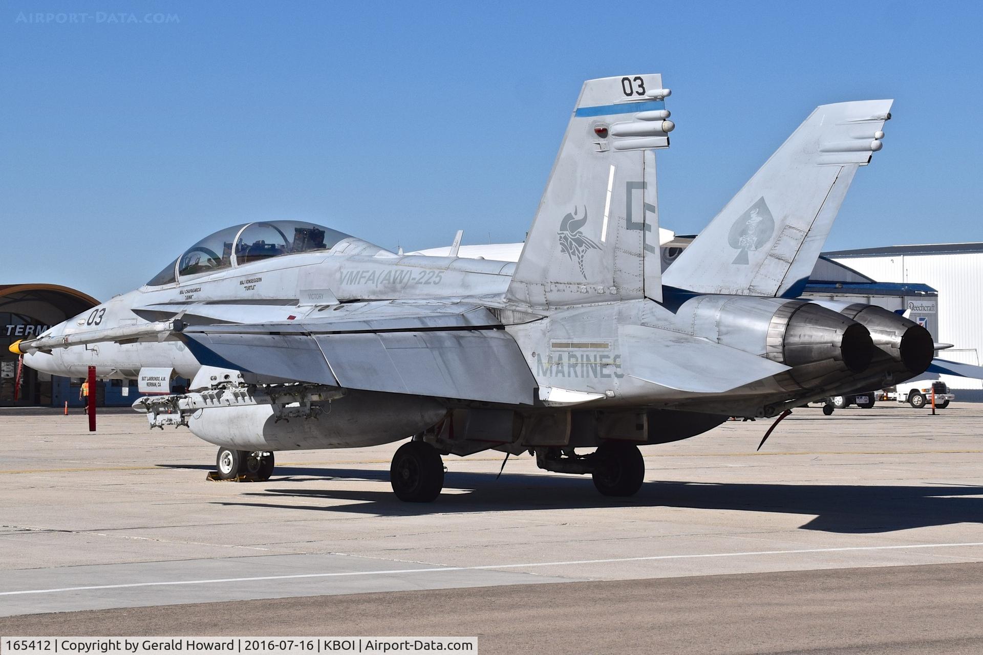 165412, McDonnell Douglas F/A-18D Hornet C/N 1440/D143, Parked on south GA ramp.  VMFA(AW)-225 