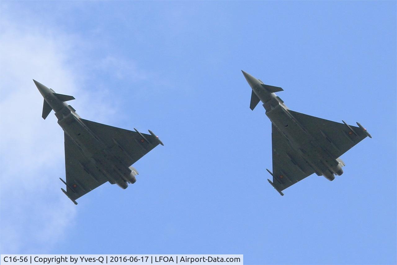 C16-56, Eurofighter EF-2000 Typhoon S C/N SS038, Spanish Air Force Eurofighter EF-2000 Typhoon S, arriving at Avord Air Base 702 (LFOA) Open day 2016