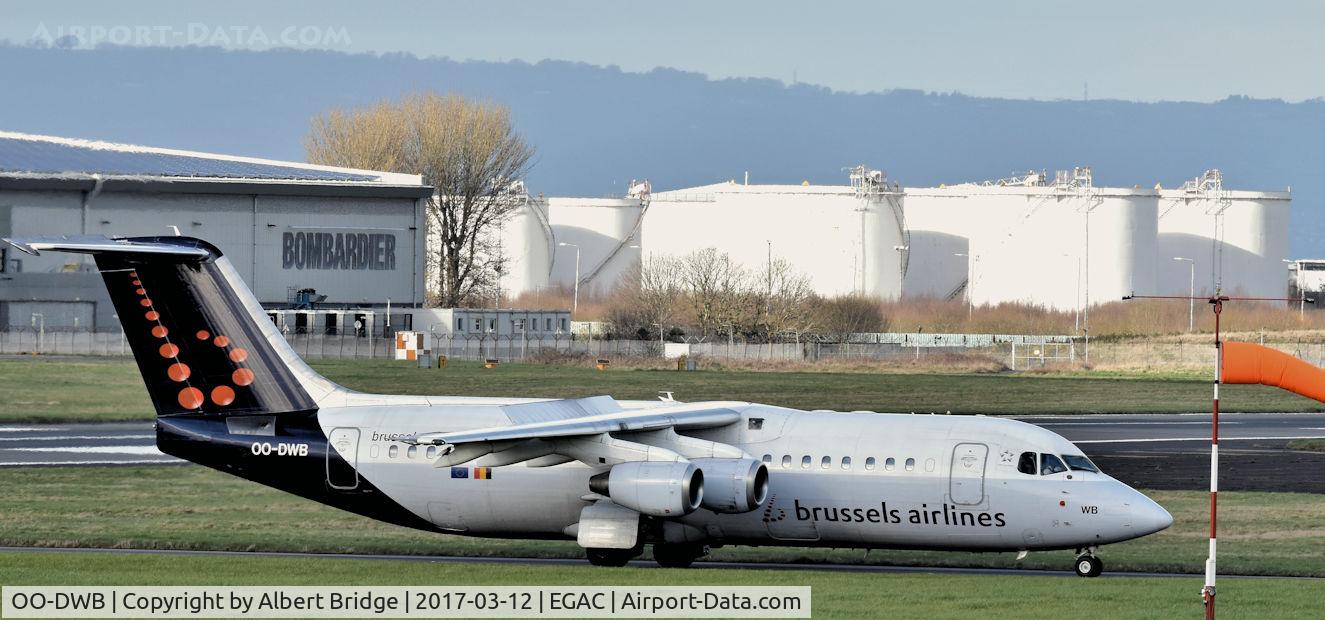 OO-DWB, 1997 British Aerospace Avro 146-RJ100 C/N E3315, Belfast City.  OO-DWB arriving from Brussels.