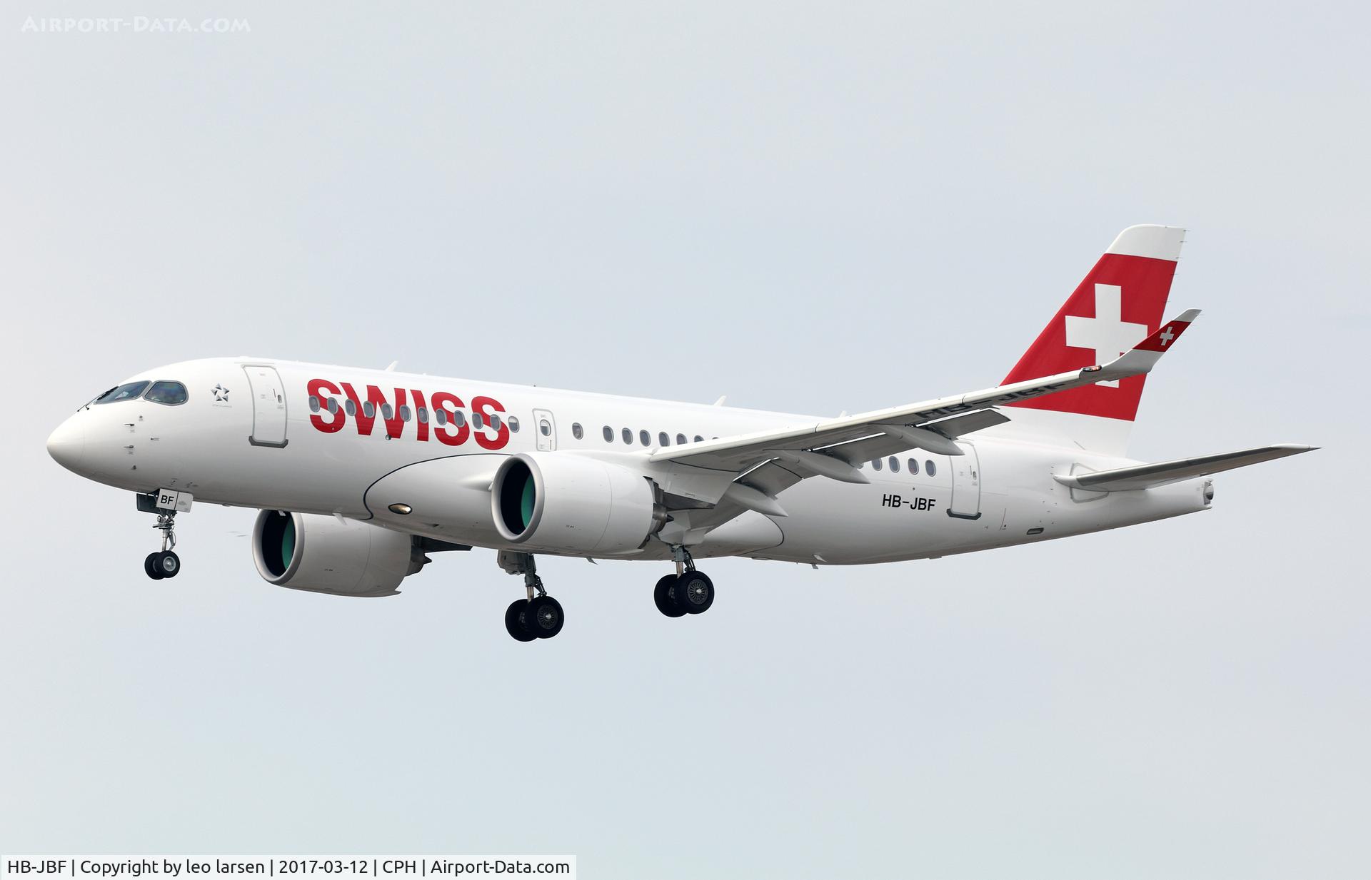 HB-JBF, 2017 Bombardier CSeries CS100 (BD-500-1A10) C/N 50015, Copenhagen 12.3.2017