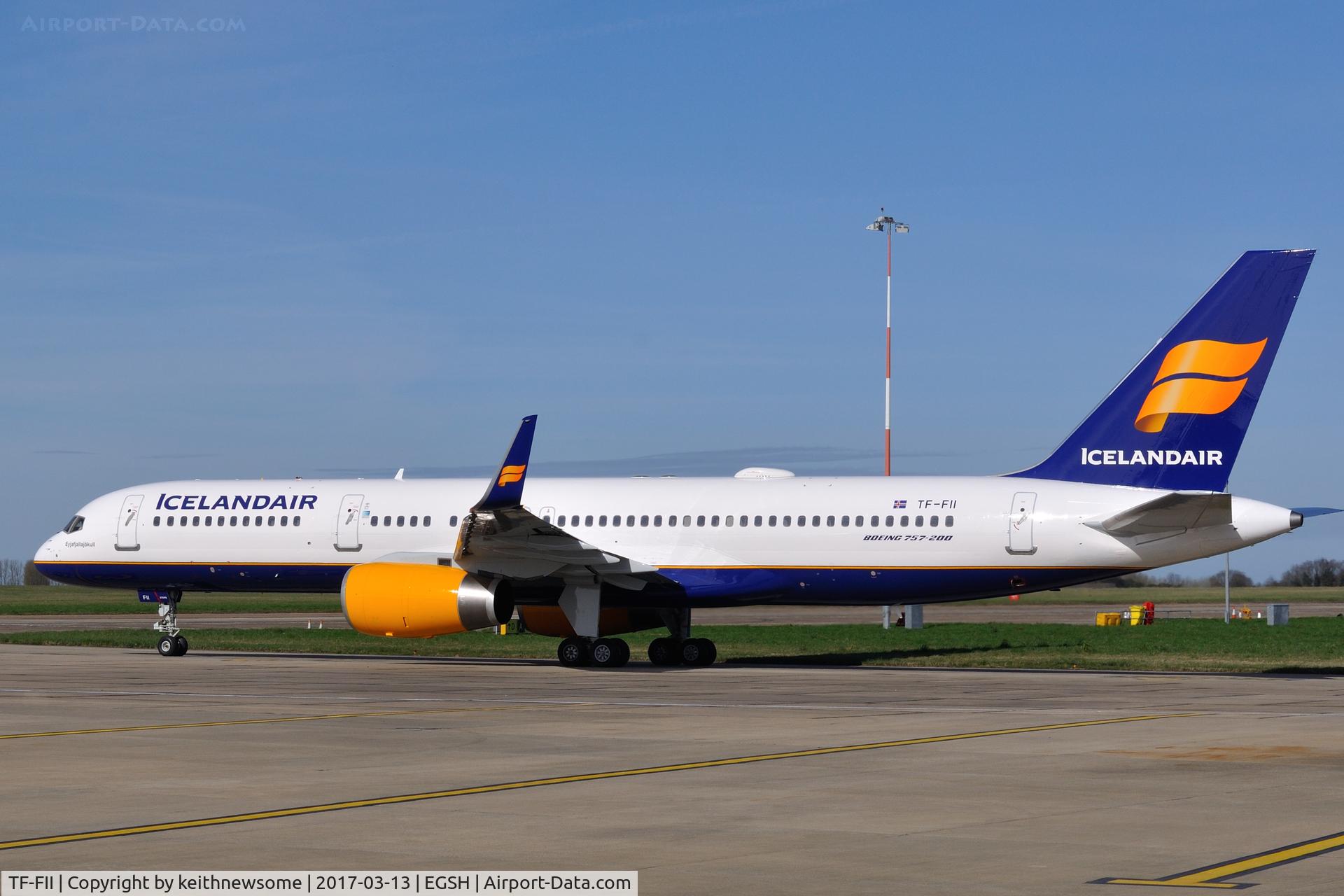 TF-FII, 1990 Boeing 757-208 C/N 24760, Leaving Norwich following paintwork.