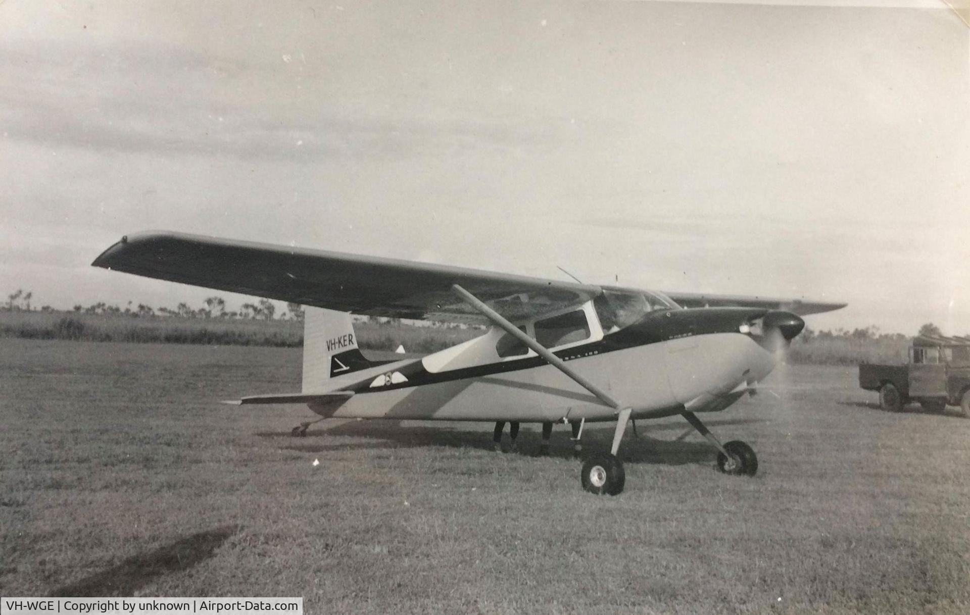 VH-WGE, 1957 Cessna 180A C/N 32764, VH-WGE, then registered as VH-KER at Rogers Strip west of Port Moresby, early 1960s.
