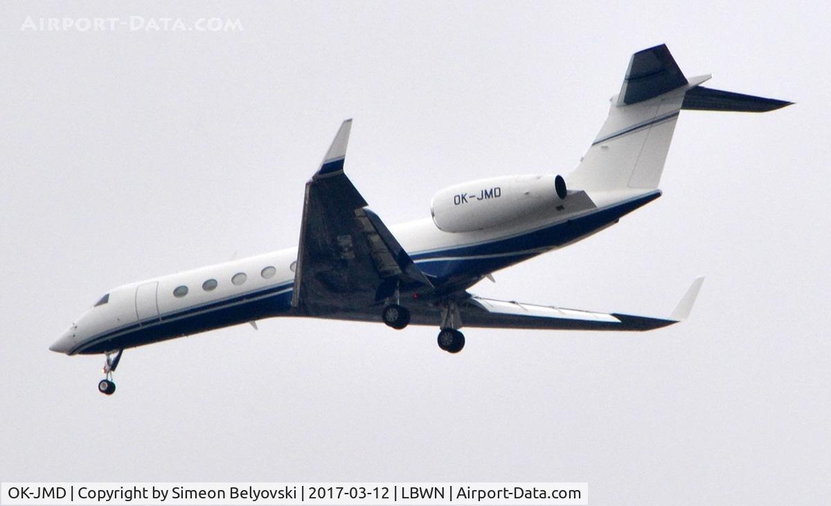 OK-JMD, 2016 Gulfstream Aerospace GV-SP (G550) C/N 5541, Landing at Varna airport 12.3.2017