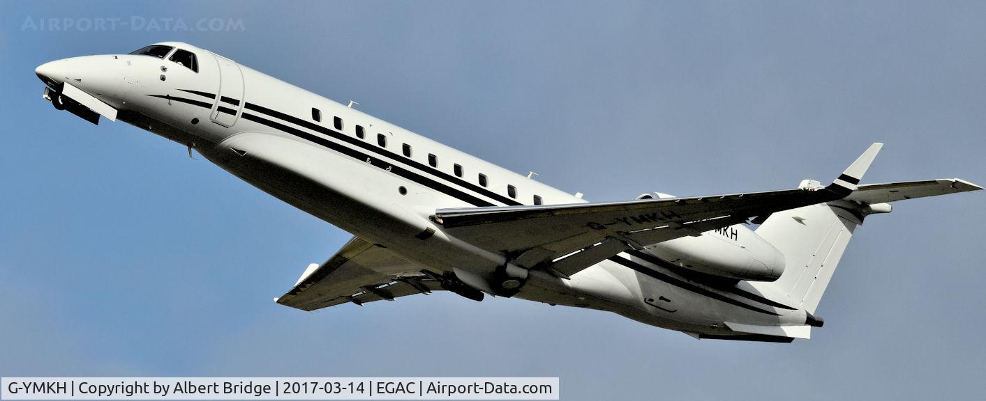 G-YMKH, 2015 Embraer EMB-135BJ Legacy 650 C/N 14501214, G-YMKH departing Belfast City.