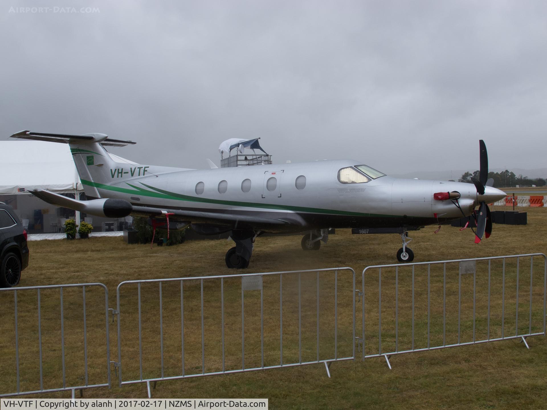 VH-VTF, 2016 Pilatus PC-12/47E C/N 1607, Awaiting the crowds that never came, at the washed-out Wings Over Wairarapa 2017 show