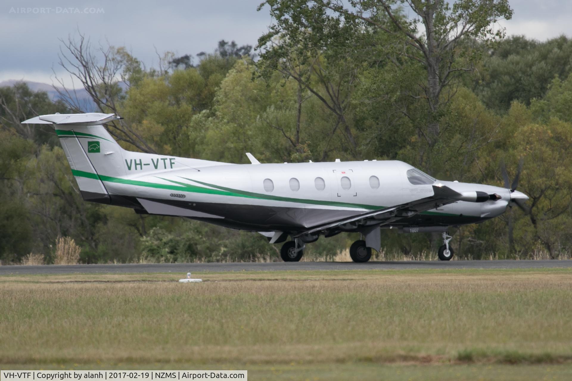 VH-VTF, 2016 Pilatus PC-12/47E C/N 1607, Backtracking for departure, after the washed-out Wings Over Wairarapa 2017 show