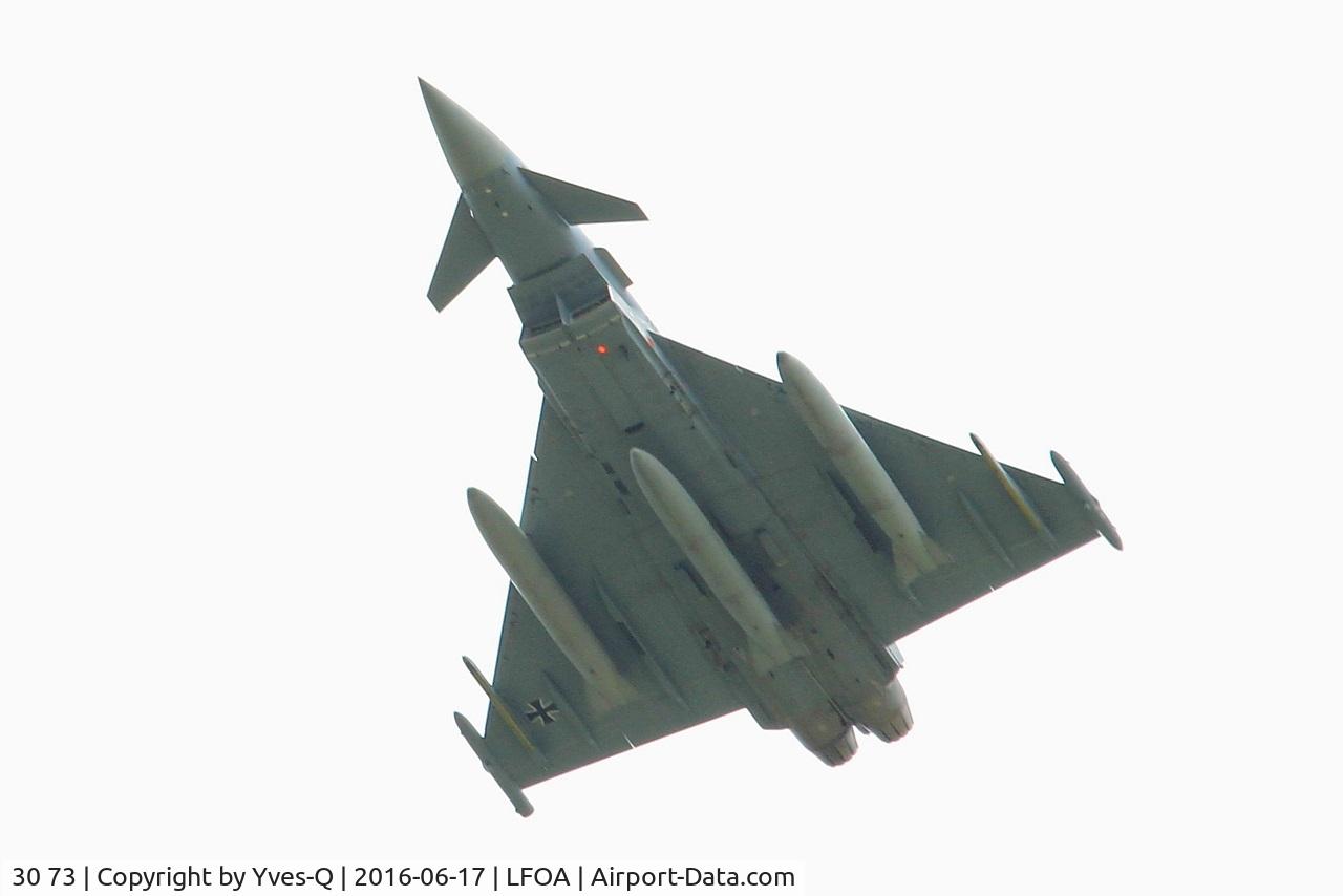30 73, Eurofighter EF-2000 Typhoon S C/N GS054, German Air Force Eurofighter EF-2000 Typhoon S, Arriving at Avord Air Base 702 (LFOA) Open day 2016