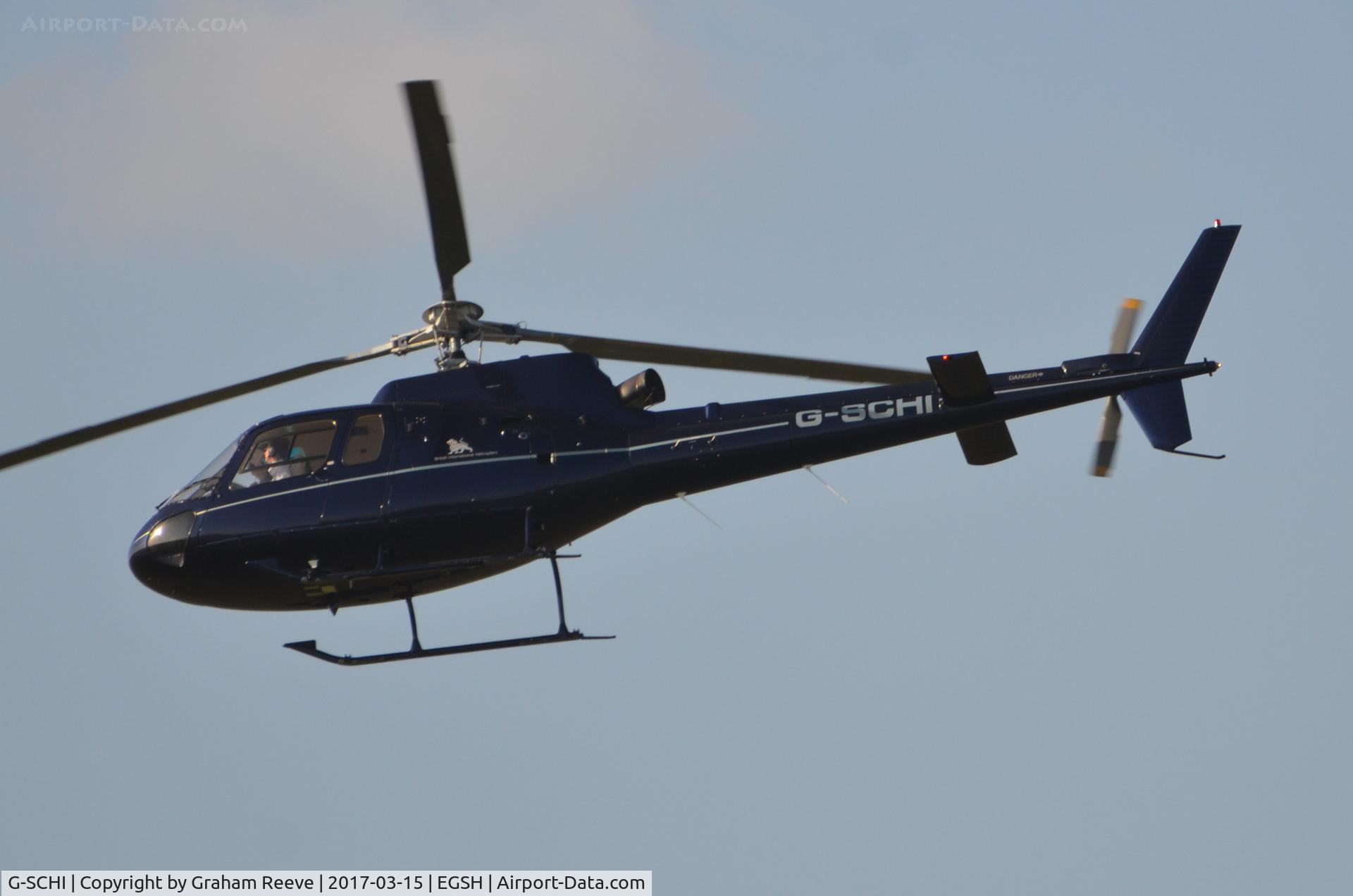 G-SCHI, 2000 Eurocopter AS-350B-2 Ecureuil Ecureuil C/N 3337, On approach to Norwich.
