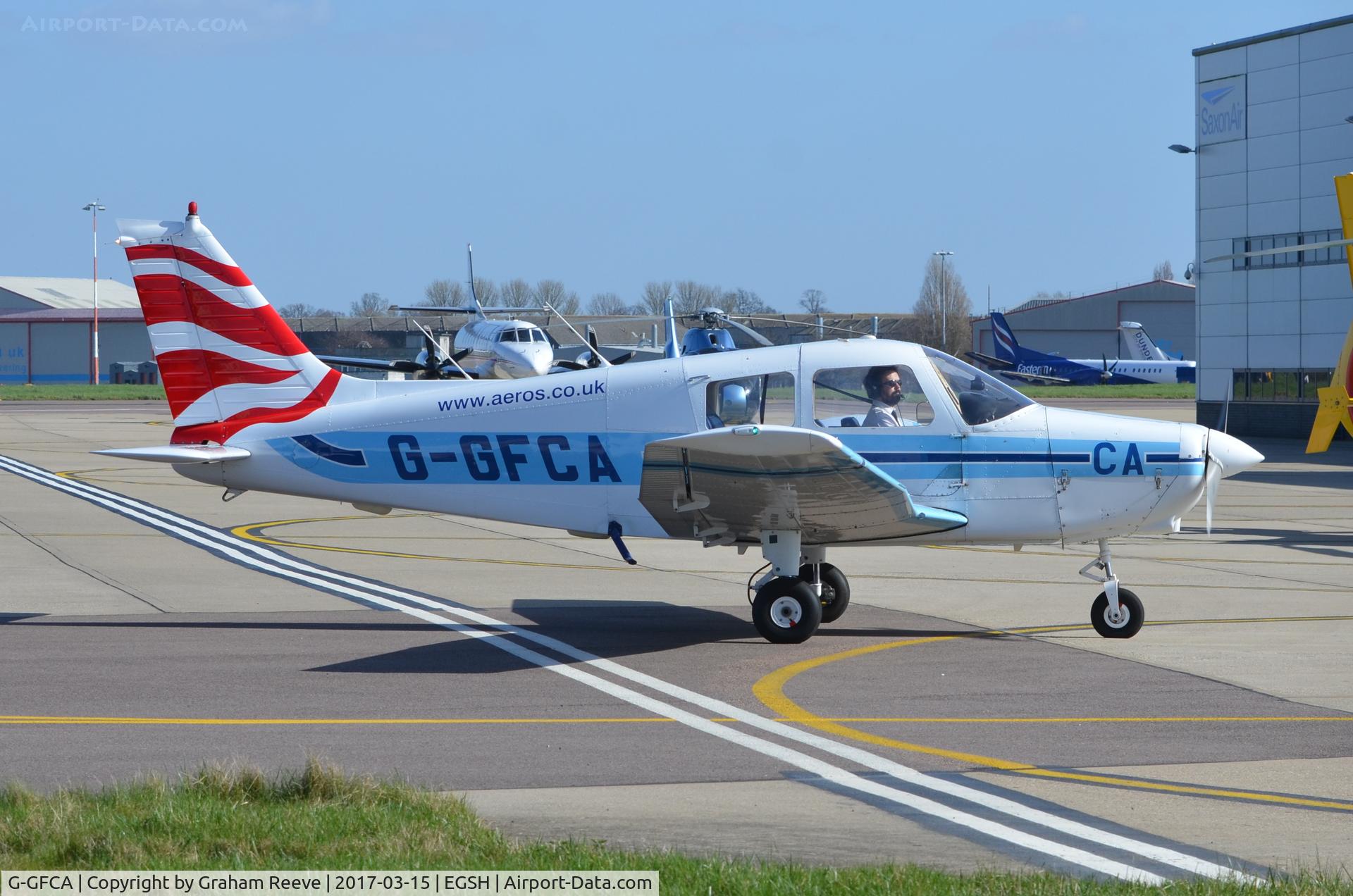 G-GFCA, 1989 Piper PA-28-161 Cadet C/N 28-41100, Just landed at Norwich.