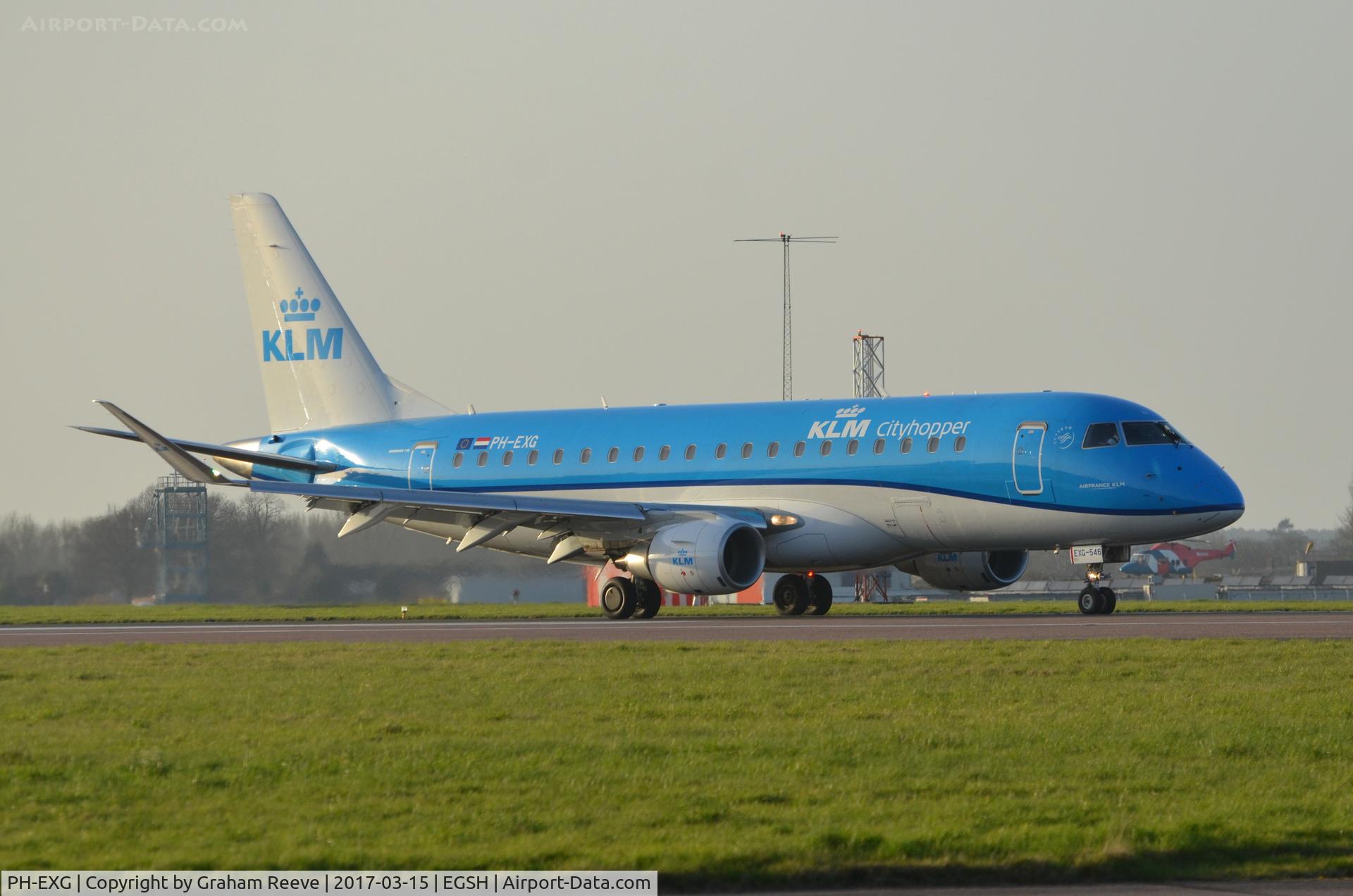 PH-EXG, 2016 Embraer 175STD (ERJ-170-200) C/N 17000546, Just landed at Norwich.