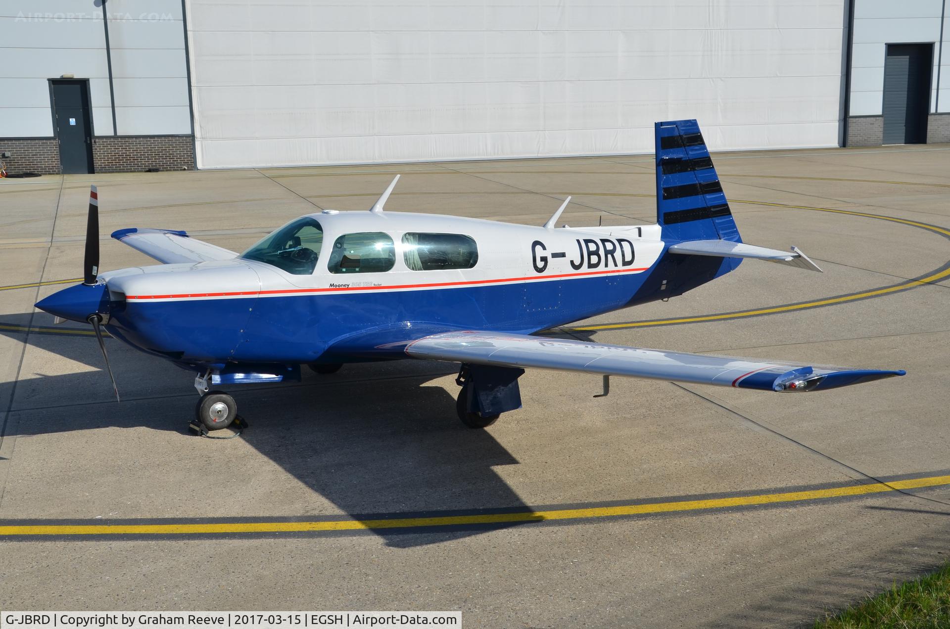 G-JBRD, 1985 Mooney M20K C/N 25-1001, Parked at Norwich.