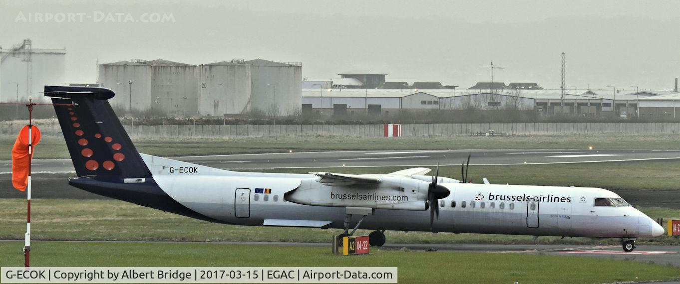 G-ECOK, 2008 Bombardier DHC-8-402Q Dash 8 C/N 4230, Belfast City.  G-ECOK arriving from Birmingham.