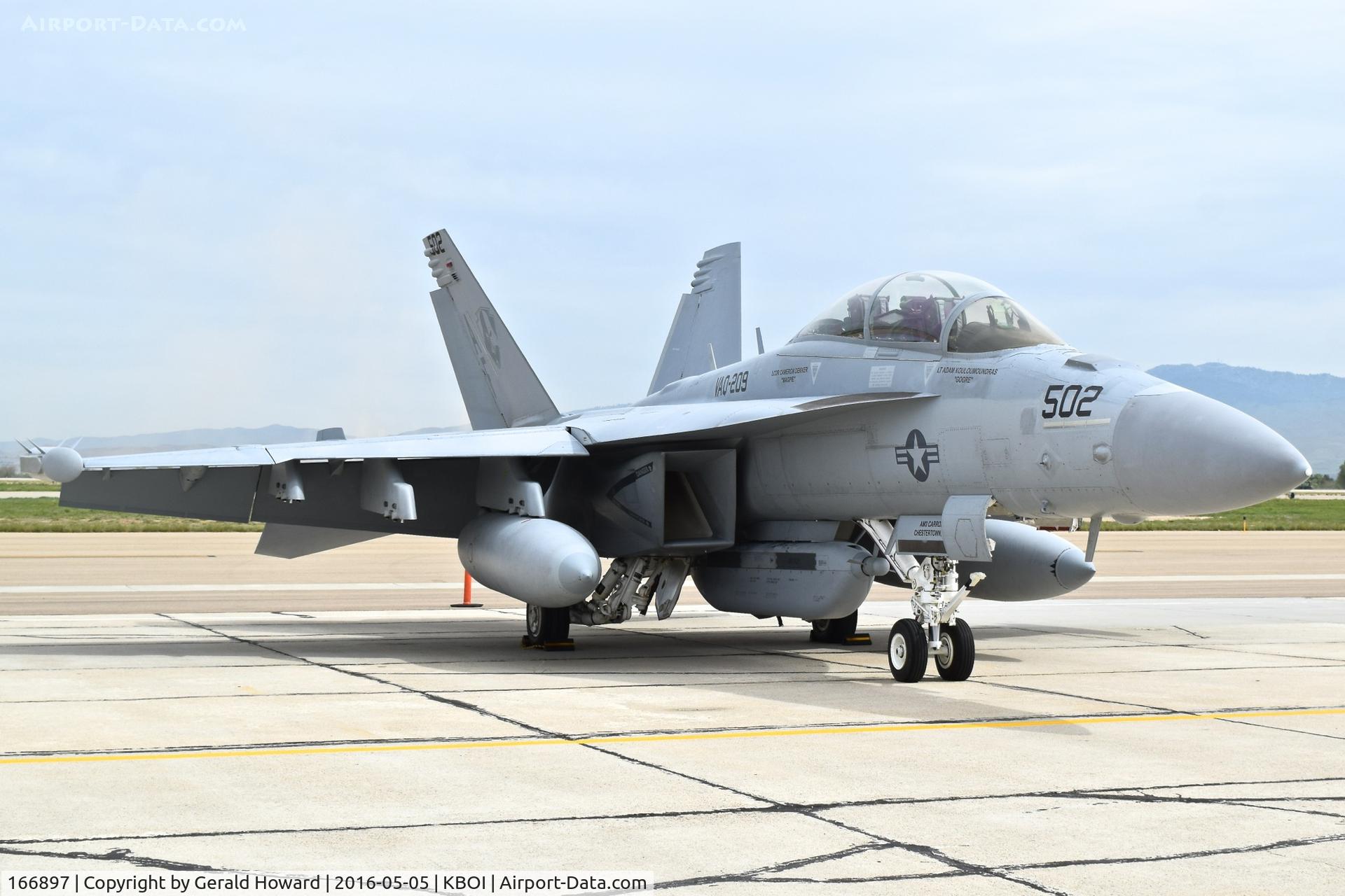 166897, Boeing EA-18G Growler C/N G-9, Parked on south GA ramp.  VAQ-209  “Star Warriors”	NAS Whidbey Island, WA