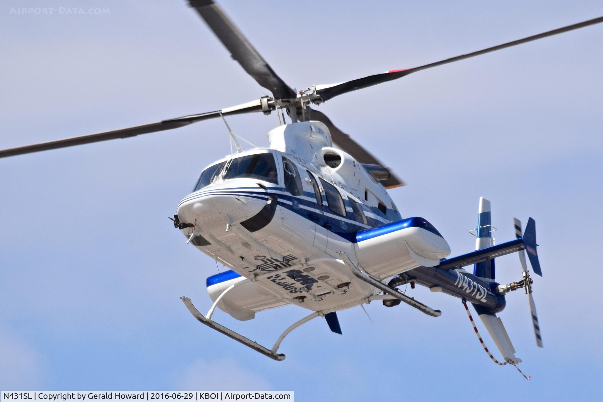 N431SL, 1997 Bell 430 C/N 49023, Departing BOI.