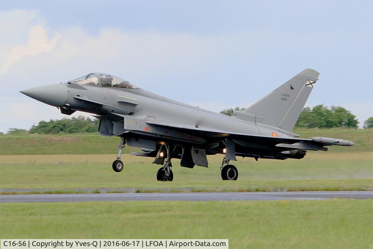 C16-56, Eurofighter EF-2000 Typhoon S C/N SS038, Spanish Air Force Eurofighter EF-2000 Typhoon S, Landing rwy 24, Avord Air Base 702 (LFOA) Open day 2016