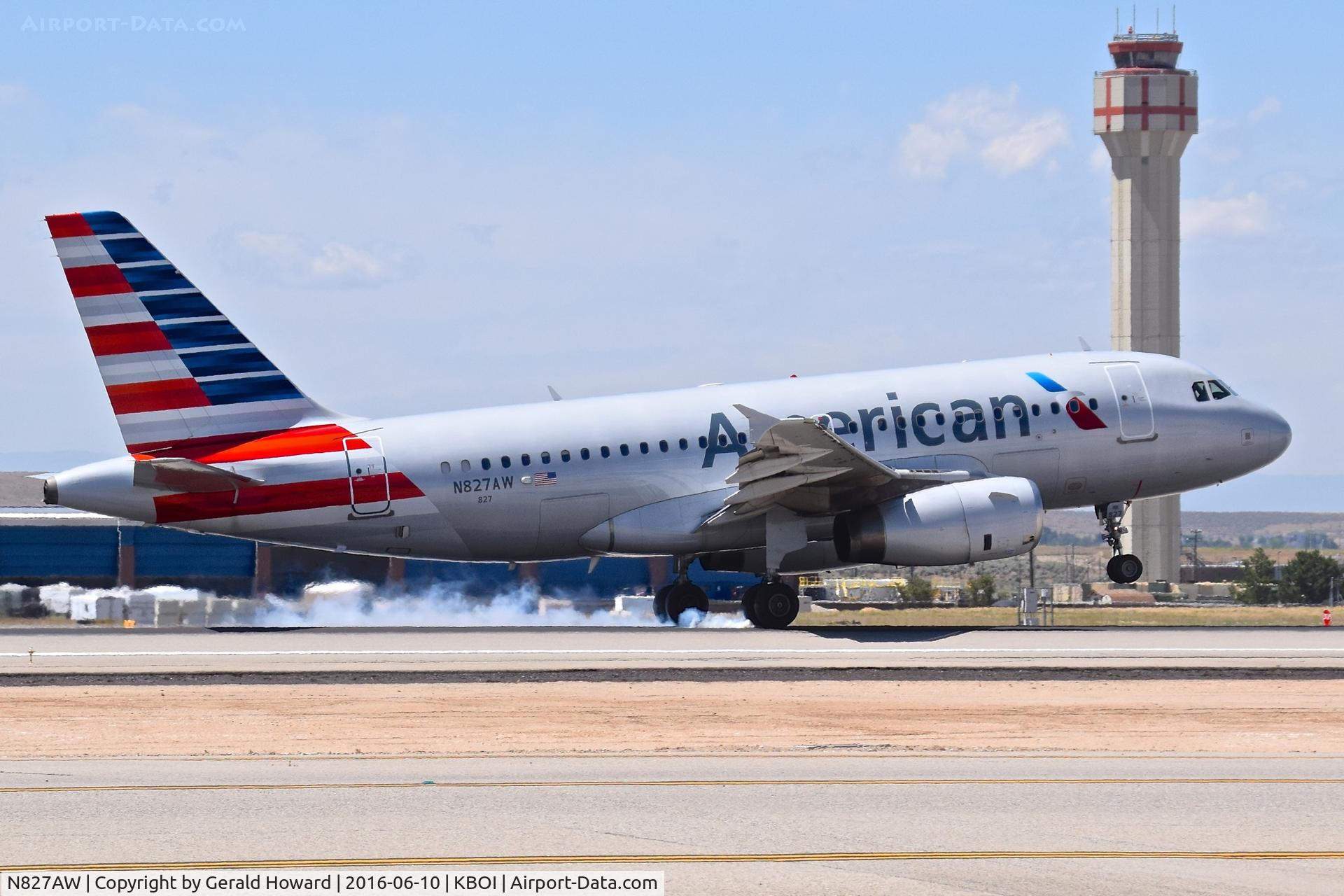 N827AW, 2001 Airbus A319-132 C/N 1547, Landing touch down on RWY 28R.
