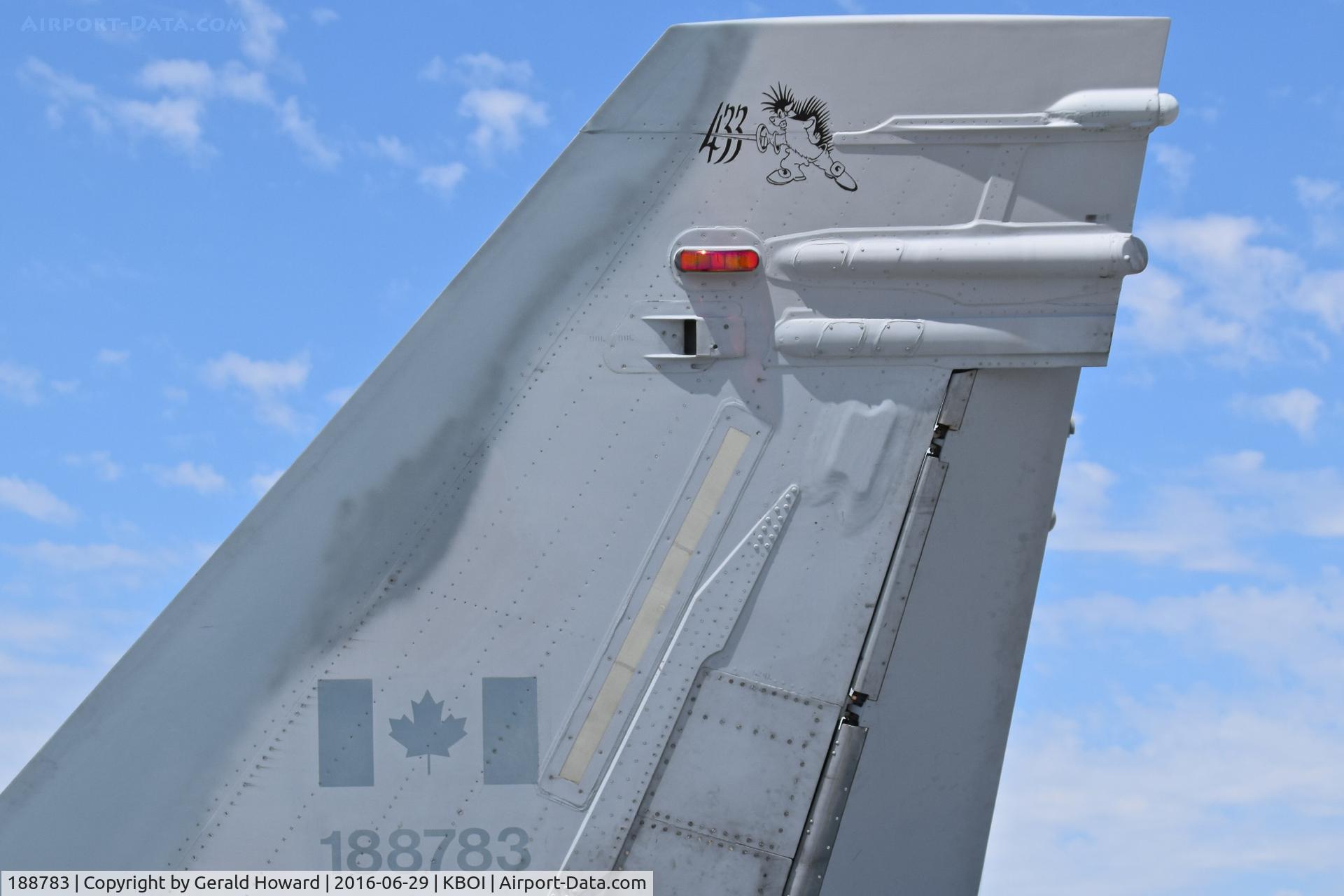 188783, 1987 McDonnell Douglas CF-188A Hornet C/N 0567/A474, No. 433 Tactical Fighter Sq., “Porcupine”, 3 Wing, CFB Bagotville, Quebec, Canada.