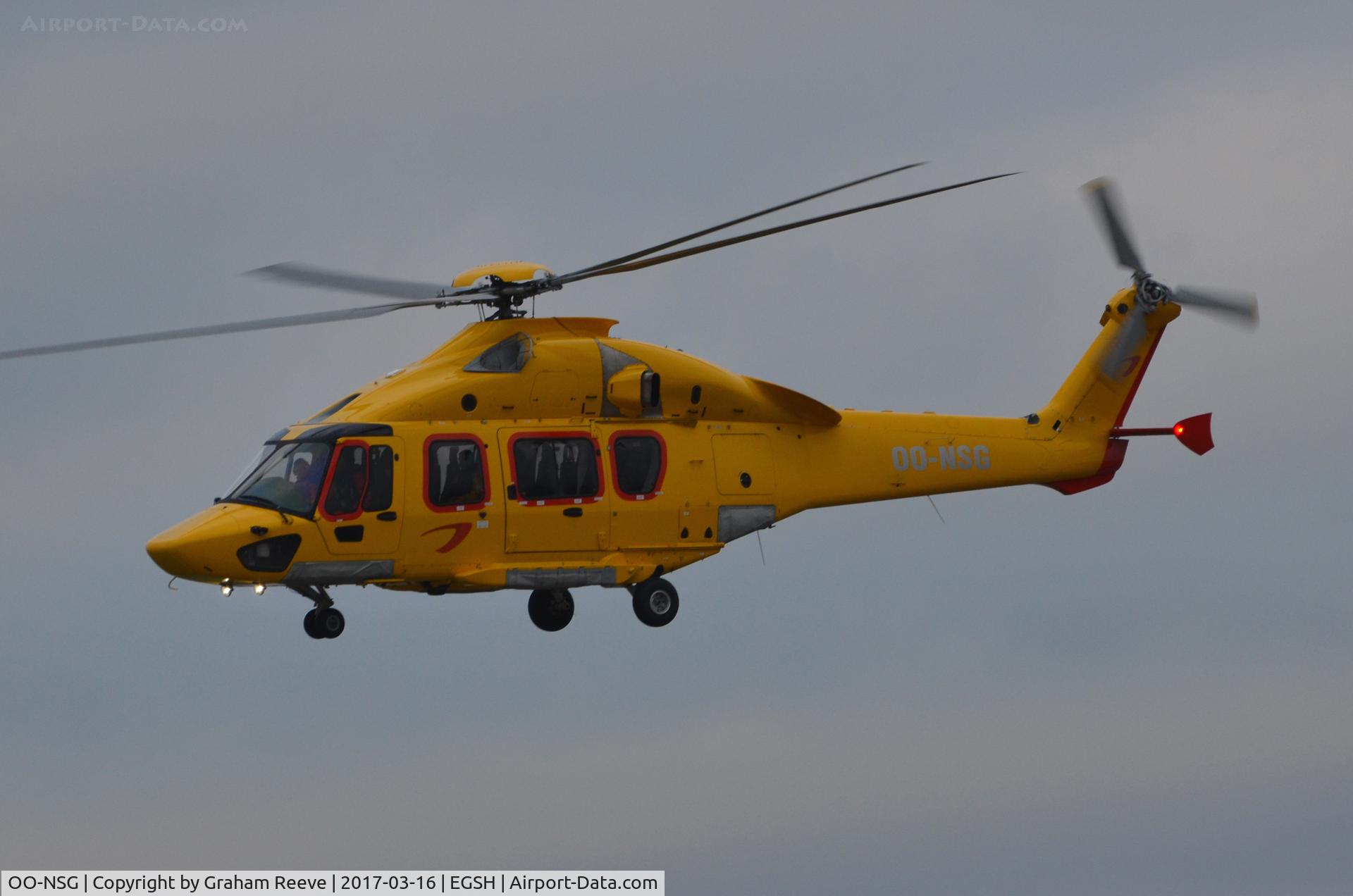 OO-NSG, 2015 Airbus Helicopters EC-175B C/N 5008, Departing from Norwich.