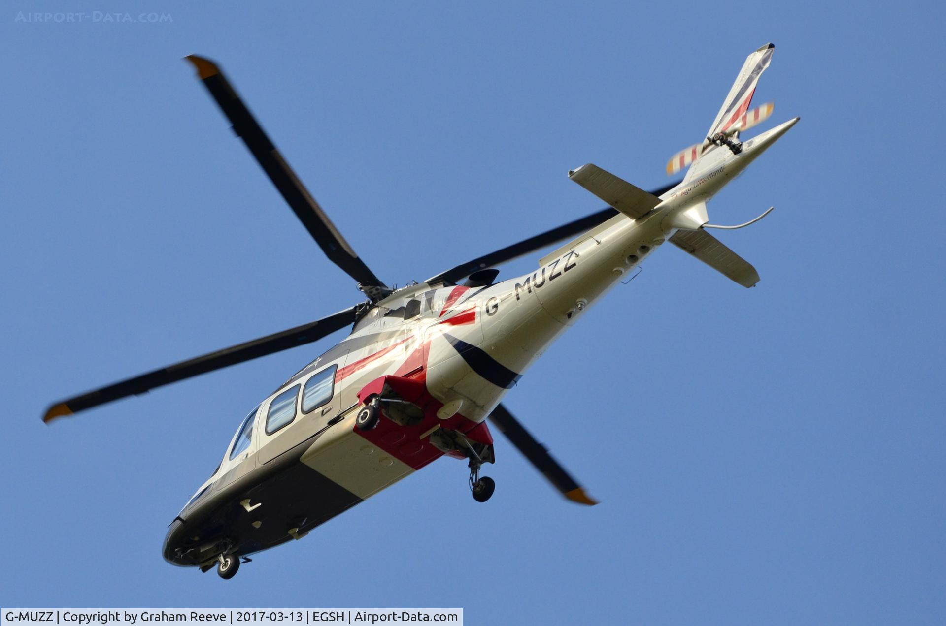 G-MUZZ, 2013 AgustaWestland AW-109SP GrandNew C/N 22325, Overhead at Norwich.