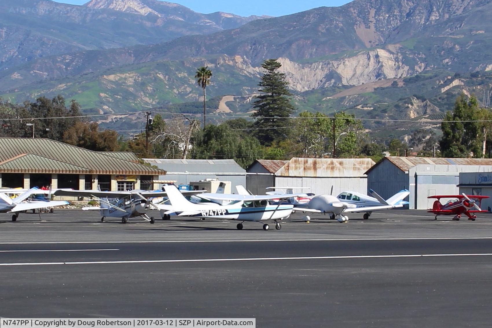 N747PP, 1980 Cessna 182R Skylane C/N R18201587, 1980 Cessna 182R SKYLANE, Lycoming IO-540-J3C5D 235 Hp, taxi back after landing