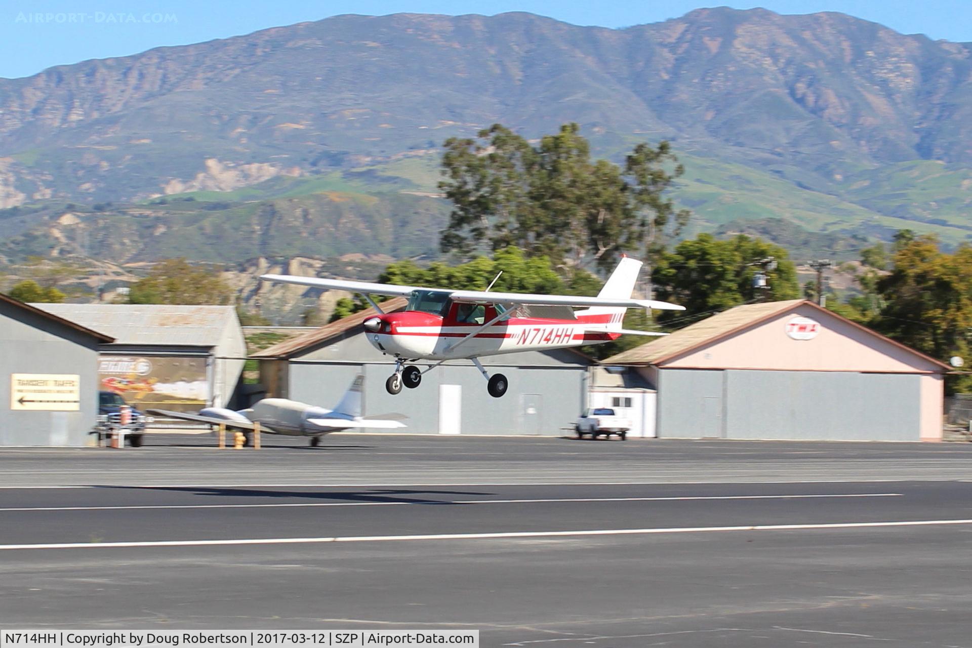 N714HH, 1977 Cessna 150M C/N 15079185, 1977 Cessna 150M, Continental O-200 100 Hp, on final Rwy 22