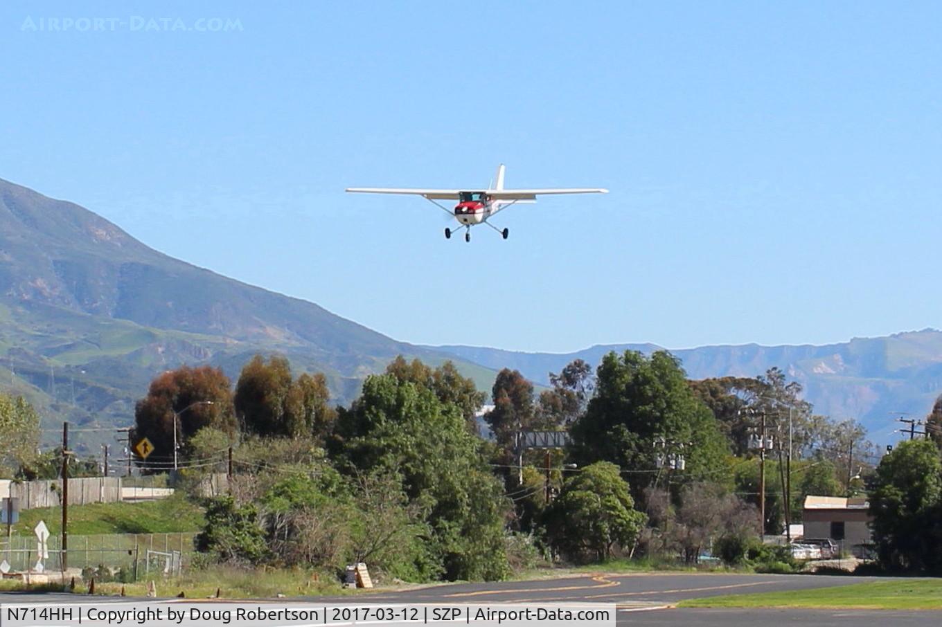 N714HH, 1977 Cessna 150M C/N 15079185, 1977 Cessna 150M, Continental O-200 100 Hp, on final Rwy 22