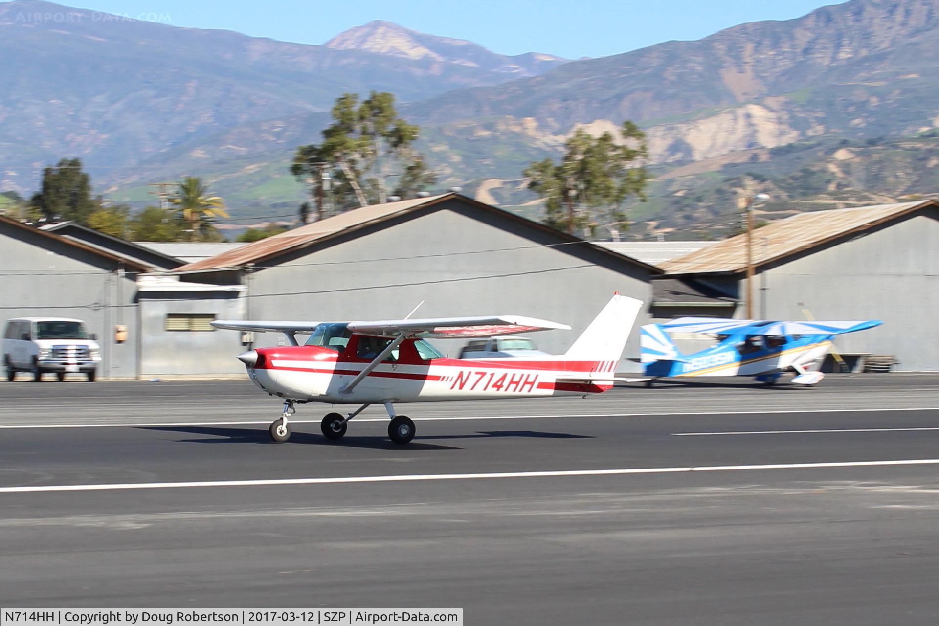 N714HH, 1977 Cessna 150M C/N 15079185, 1977 Cessna 150H, Continental O-200 100 Hp, takeoff roll Rwy 22
