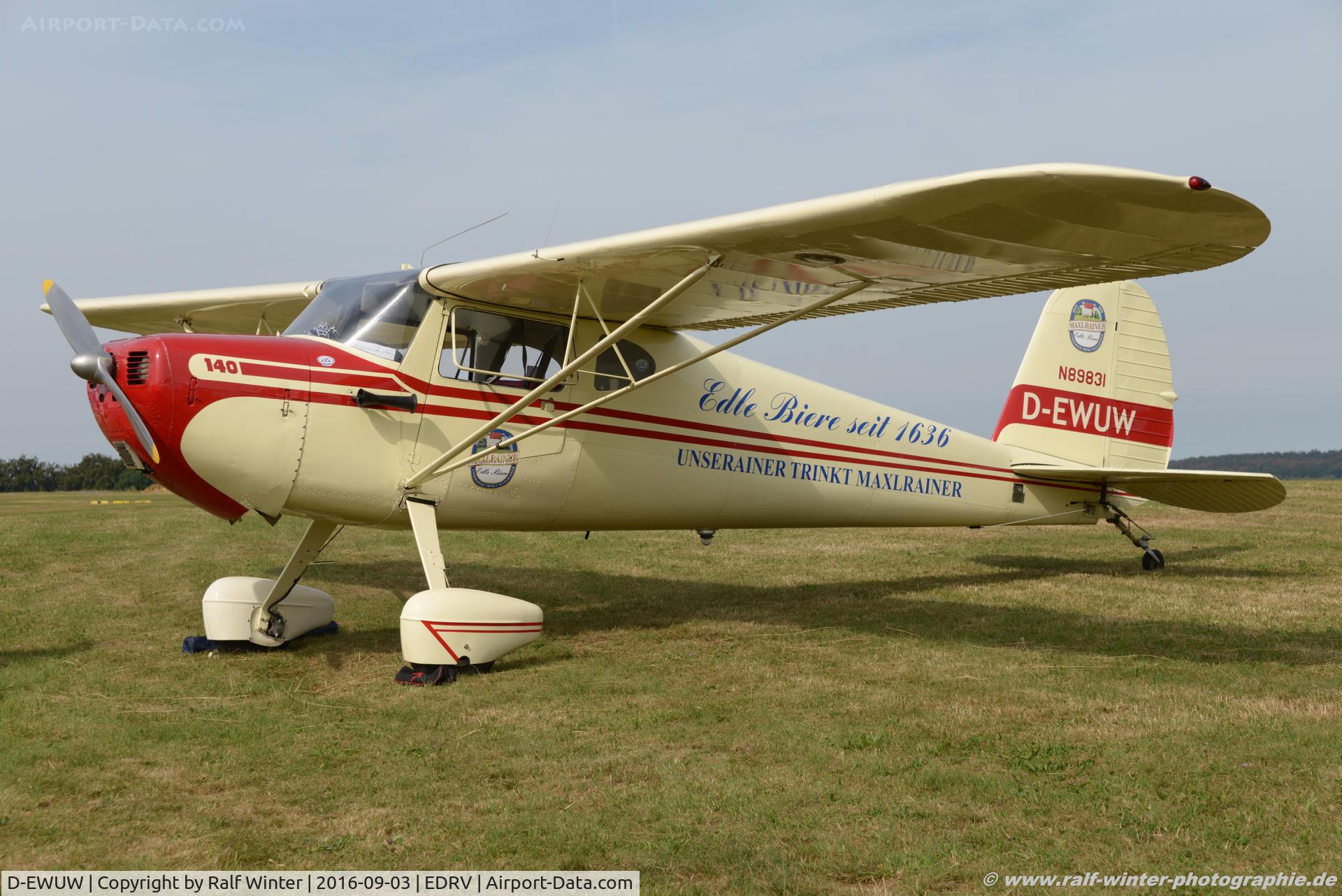 D-EWUW, 1946 Cessna 140 C/N 8880, Cessna 140 - Privat - 8880 - D-EWUW - 03.09.2016 - EDRV