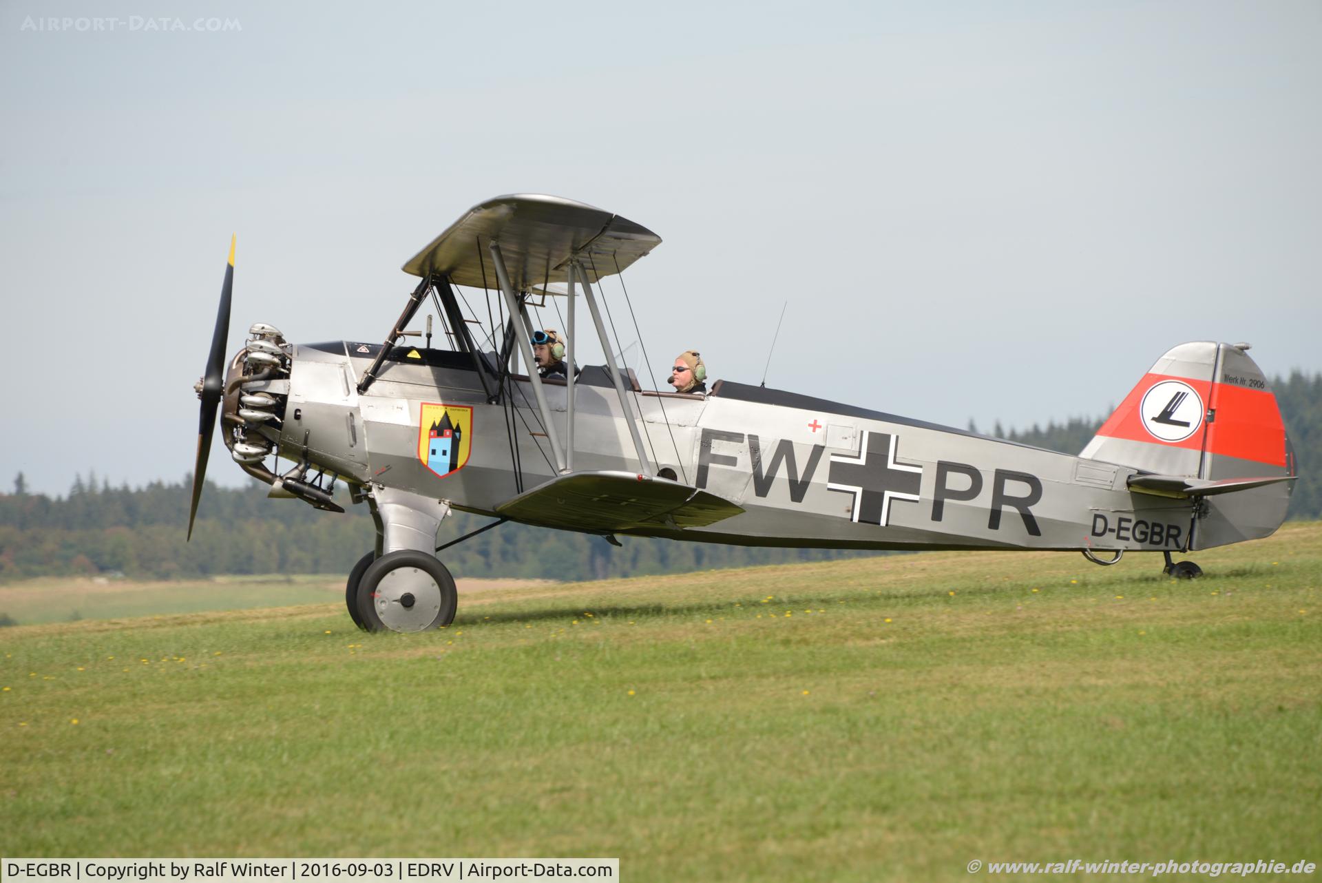 D-EGBR, 1940 Focke-Wulf Fw 44J Stieglitz C/N 2906, Focke-Wulf Stieglitz - Private - 2906 - D-EGBR - 03.09.2016 - EDRV