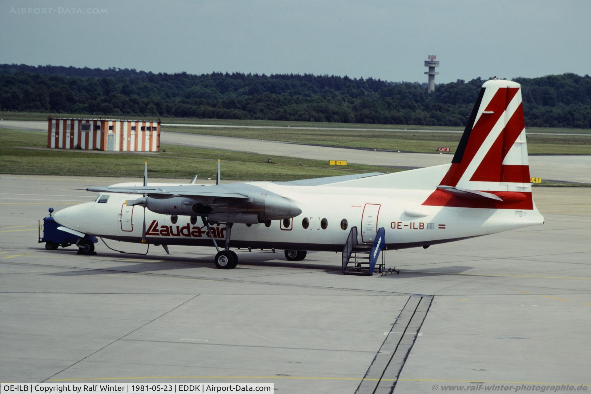 OE-ILB, 1977 Fokker F.27-600 Friendship C/N 10562, Fokker F27-600 - Lauda Air Luftfahrtgesellschaft - OE-ILB - 23.05.1981 - CGN