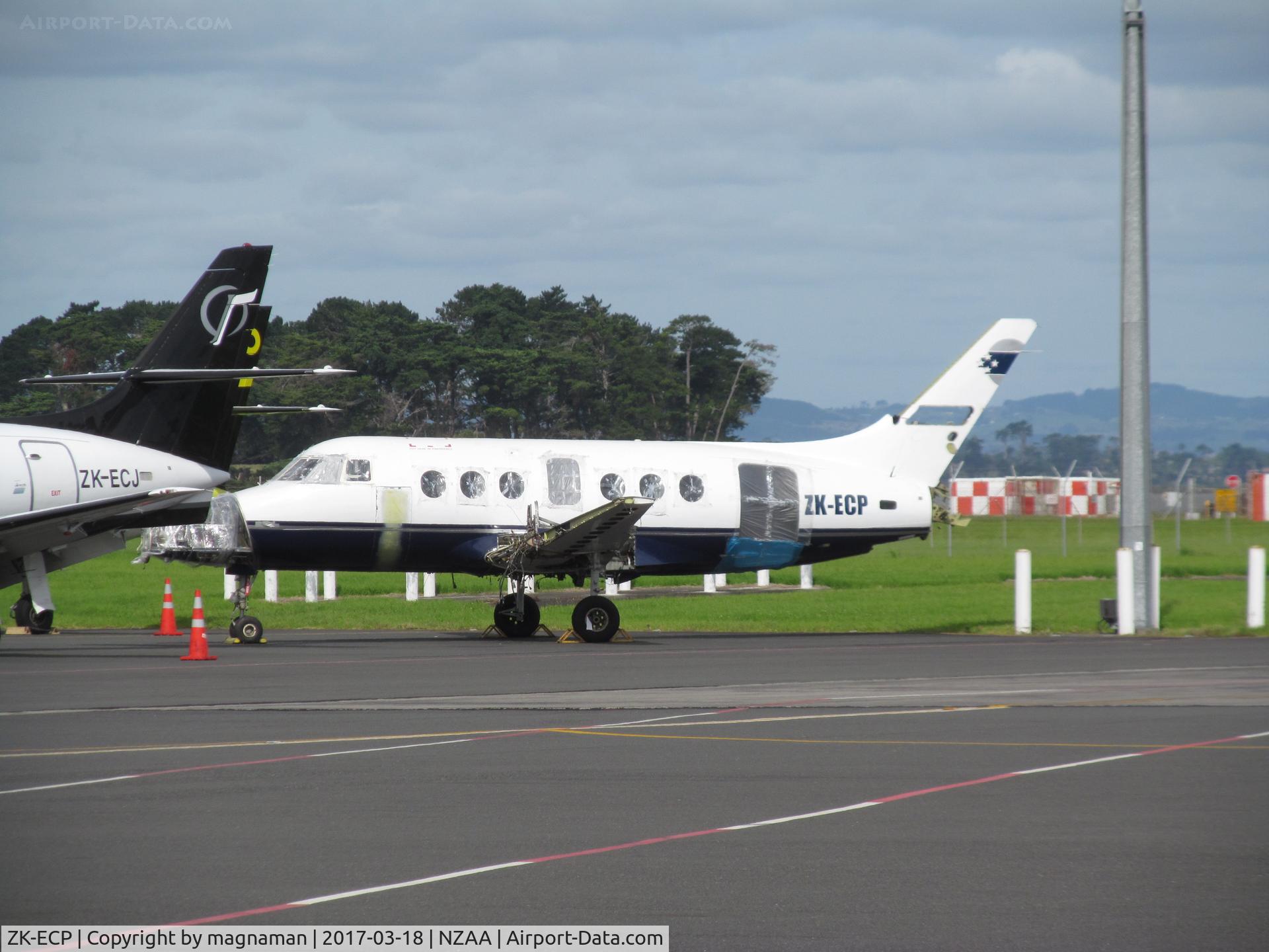 ZK-ECP, 1990 British Aerospace BAe-3212 Jetstream Super 31 C/N 878, been stuck in back of hangar for years - out for breath of fresh air today - perhaps wanting to see Justin Bieber arrive !!