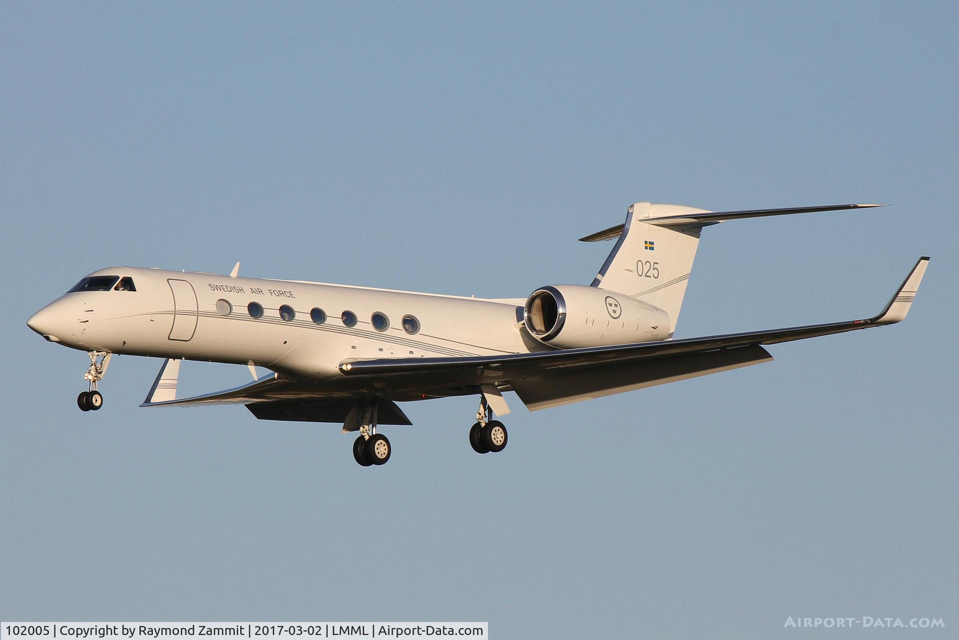 102005, 2008 Gulfstream Aerospace GV-SP (G550) C/N 5200, Gulfstream GV (G550) 102005/025 Swedish Air Force