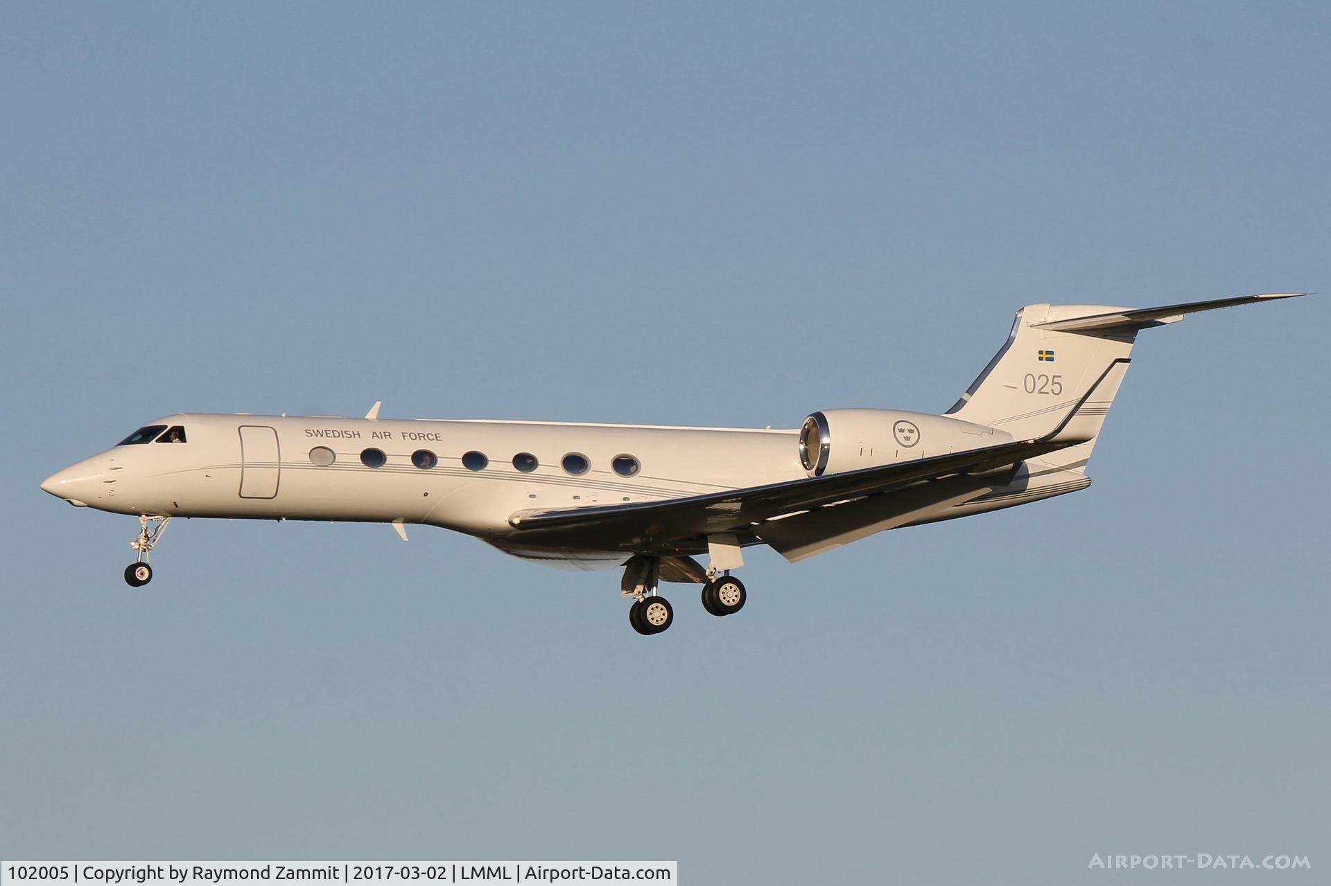 102005, 2008 Gulfstream Aerospace GV-SP (G550) C/N 5200, Gulfstream GV (G550) 102005/025 Swedish Air Force