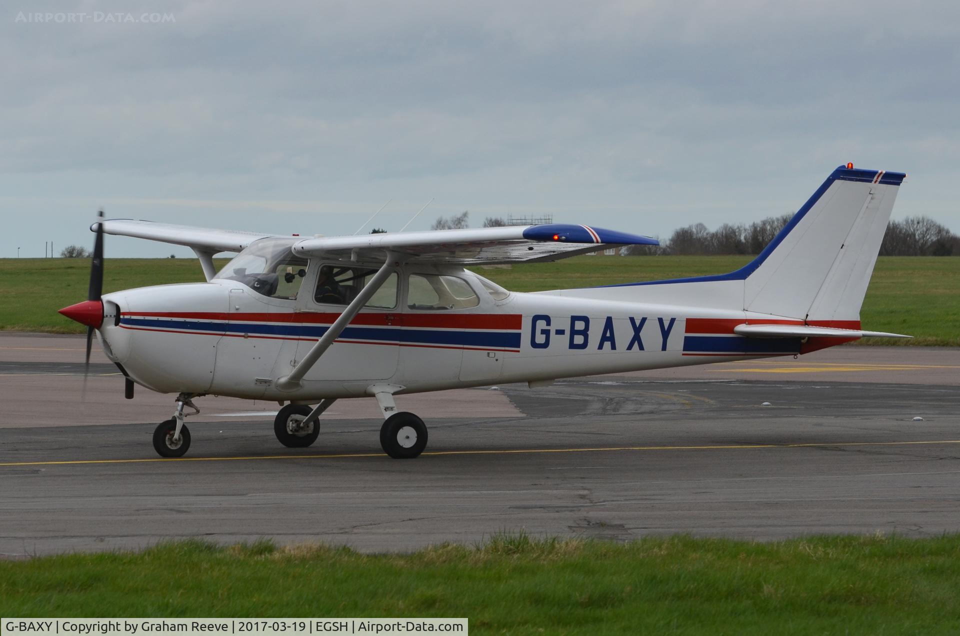 G-BAXY, 1972 Reims F172M ll Skyhawk C/N 0905, Just landed at Norwich.