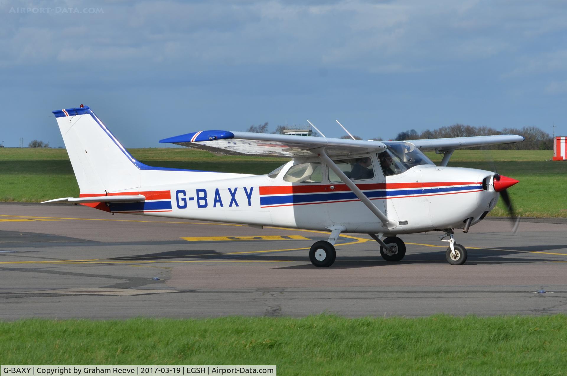 G-BAXY, 1972 Reims F172M ll Skyhawk C/N 0905, Departing from Norwich.
