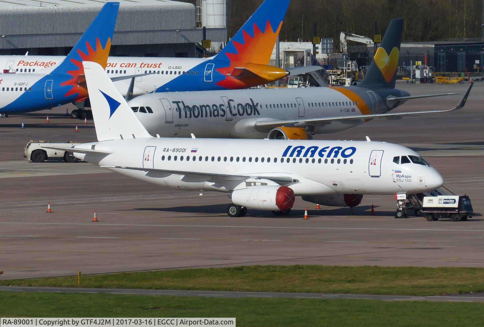 RA-89001, 2011 Sukhoi SuperJet 100-95LR C/N 95008, RA-89001 at Manchester 16.3.17
