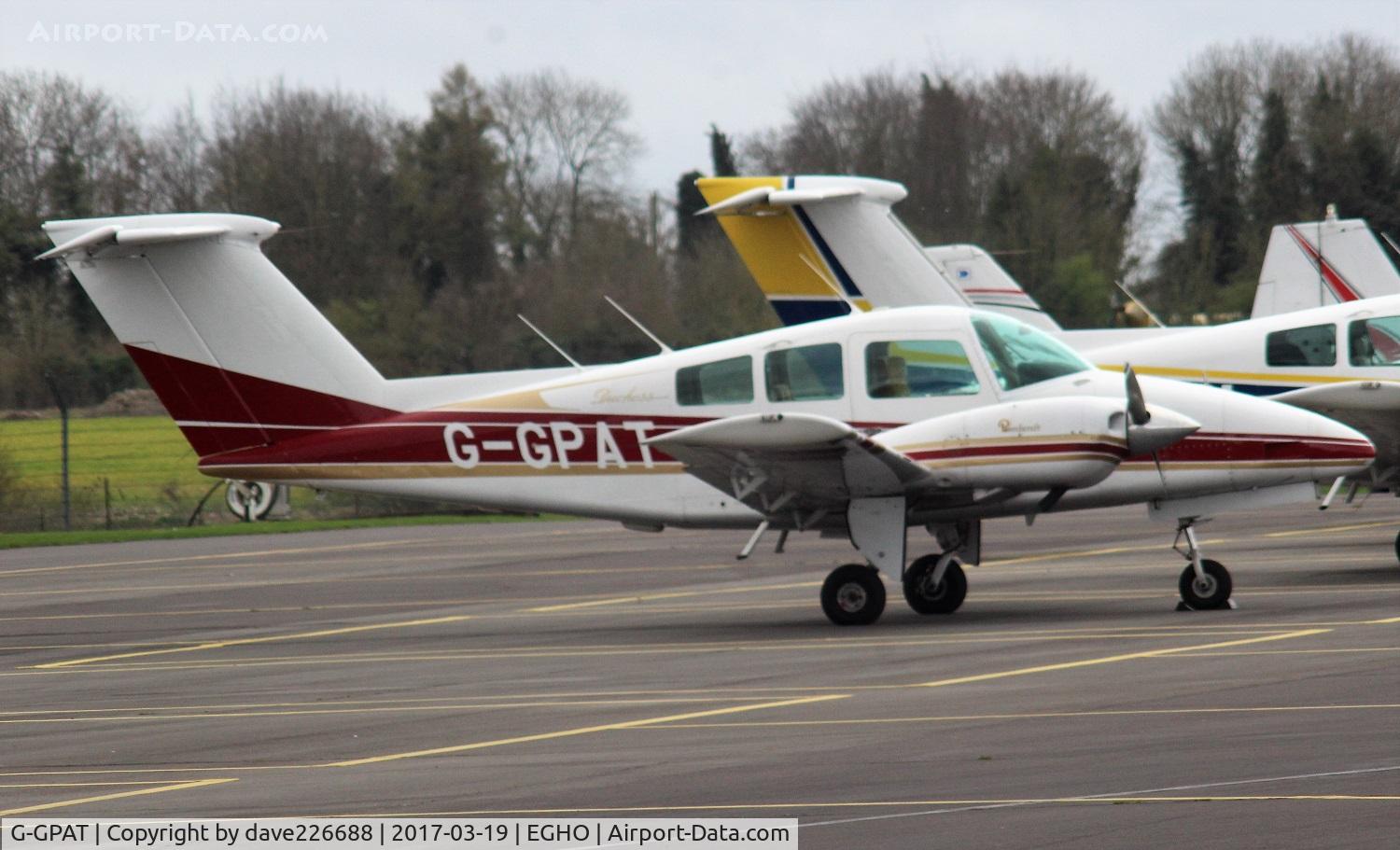 G-GPAT, 1981 Beechcraft 76 Duchess C/N ME-398, G GPAT at Thruxton on a windy March Sunday Flyin