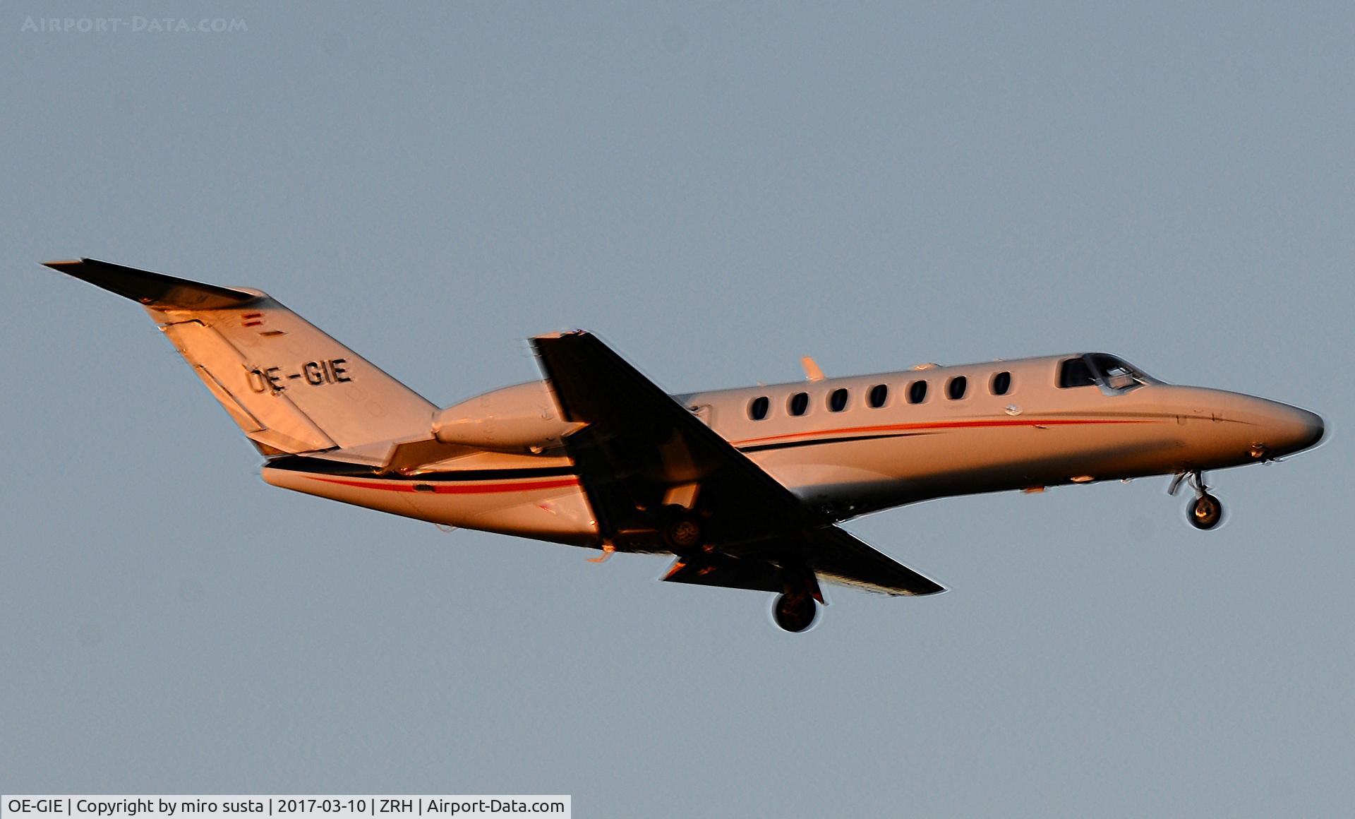 OE-GIE, 2010 Cessna 525B CitationJet CJ3 C/N 525B-0348, Airlink Cesna Cessna CitationJet CJ3 Airplane approaching Zurich-Kloten International Airport, Switzerland