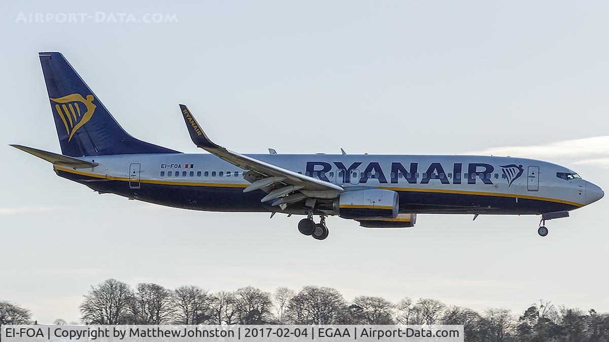 EI-FOA, 2015 Boeing 737-8AS C/N 44708, EI-FOA B738 landing RWY 25 EGAA BFS