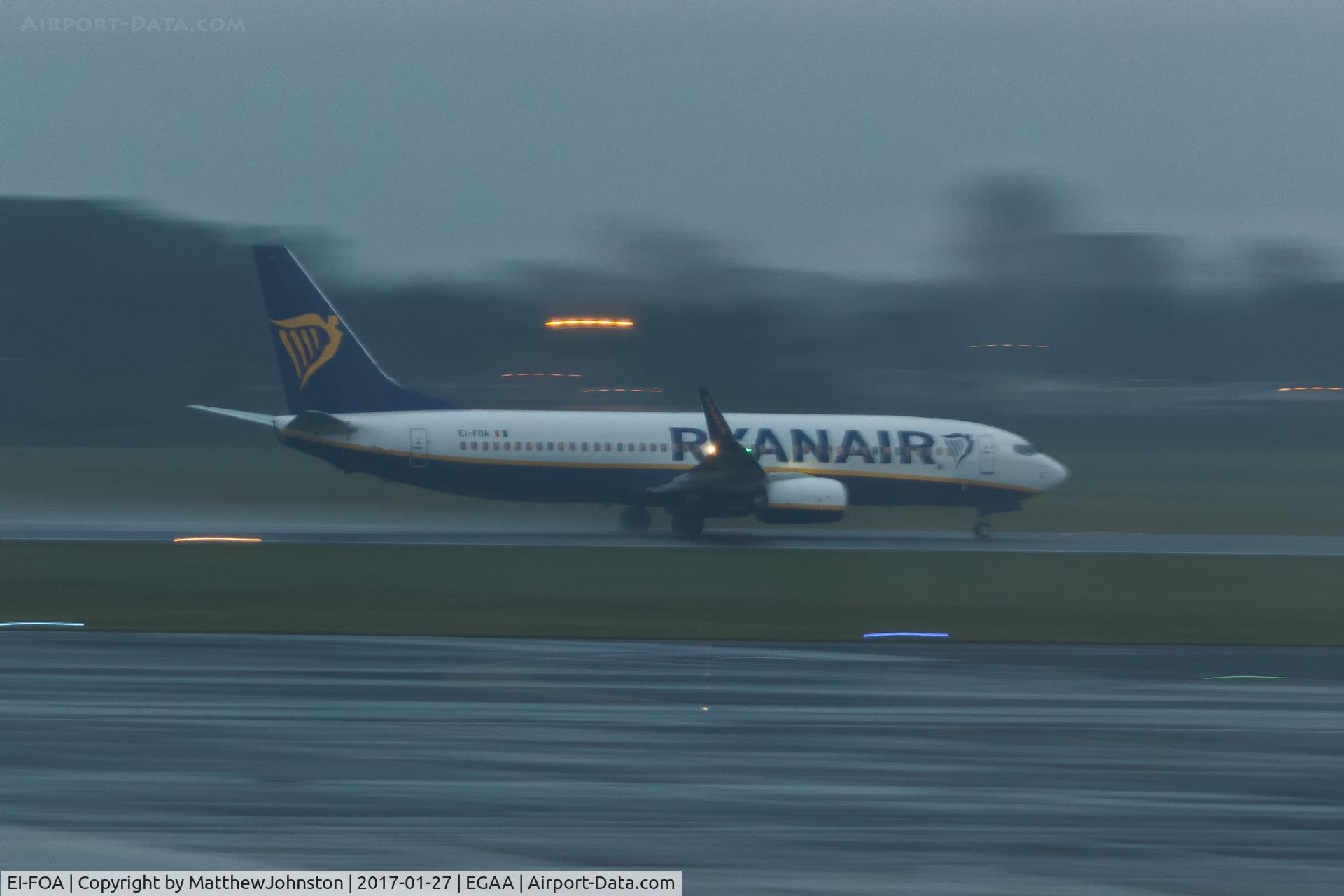 EI-FOA, 2015 Boeing 737-8AS C/N 44708, EI-FOA departing EGAA BFS RWY 25