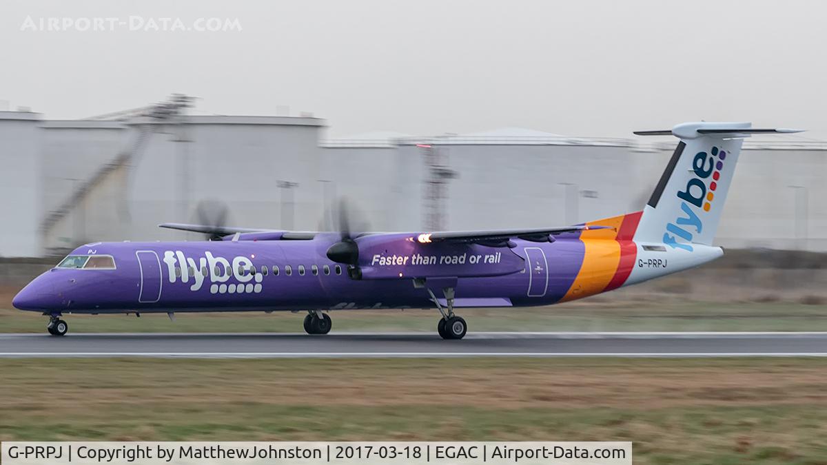 G-PRPJ, 2008 De Havilland Canada DHC-8-402 Dash 8 C/N 4202, Departing BHD 22