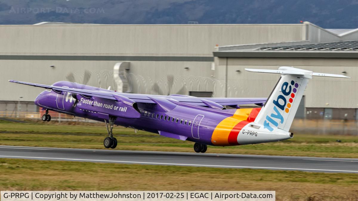 G-PRPG, 2008 Bombardier DHC-8-402 Dash 8 C/N 4191, Departing BHD RWY 22